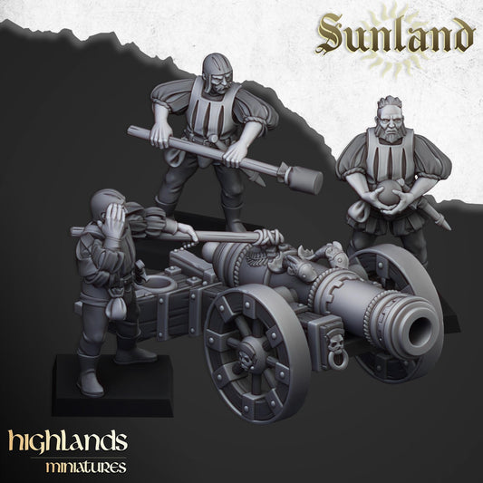 Sunland Great Cannon | Sunland | Highland Miniatures | 32mm Scale Resin Tabletop RPG Figures for Roleplaying and Wargaming