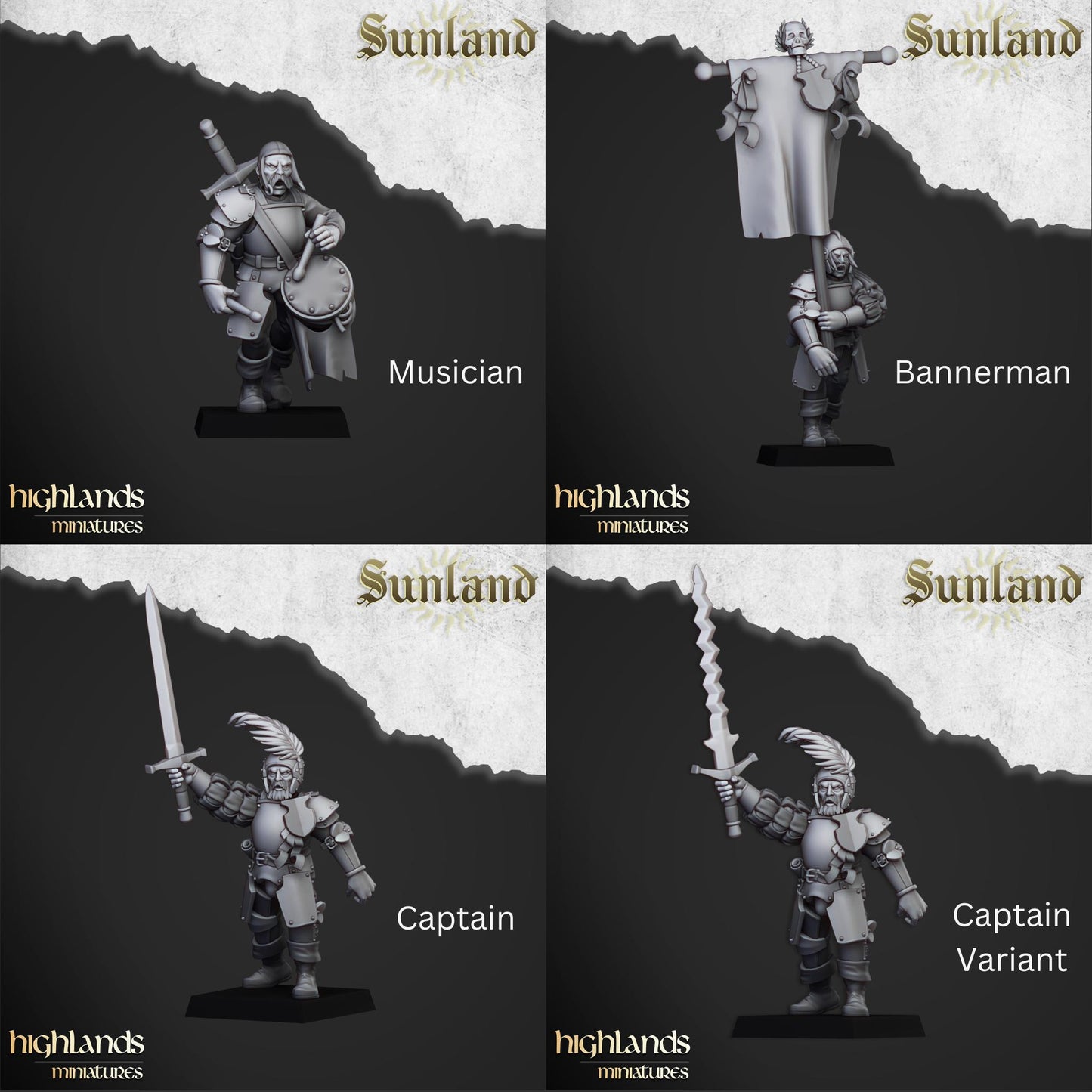 Sunland Landsknechts | Sunland | Highland Miniatures | 32mm Scale Resin Tabletop RPG Figures for Roleplaying and Wargaming