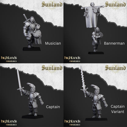 Sunland Landsknechts | Sunland | Highland Miniatures | 32mm Scale Resin Tabletop RPG Figures for Roleplaying and Wargaming