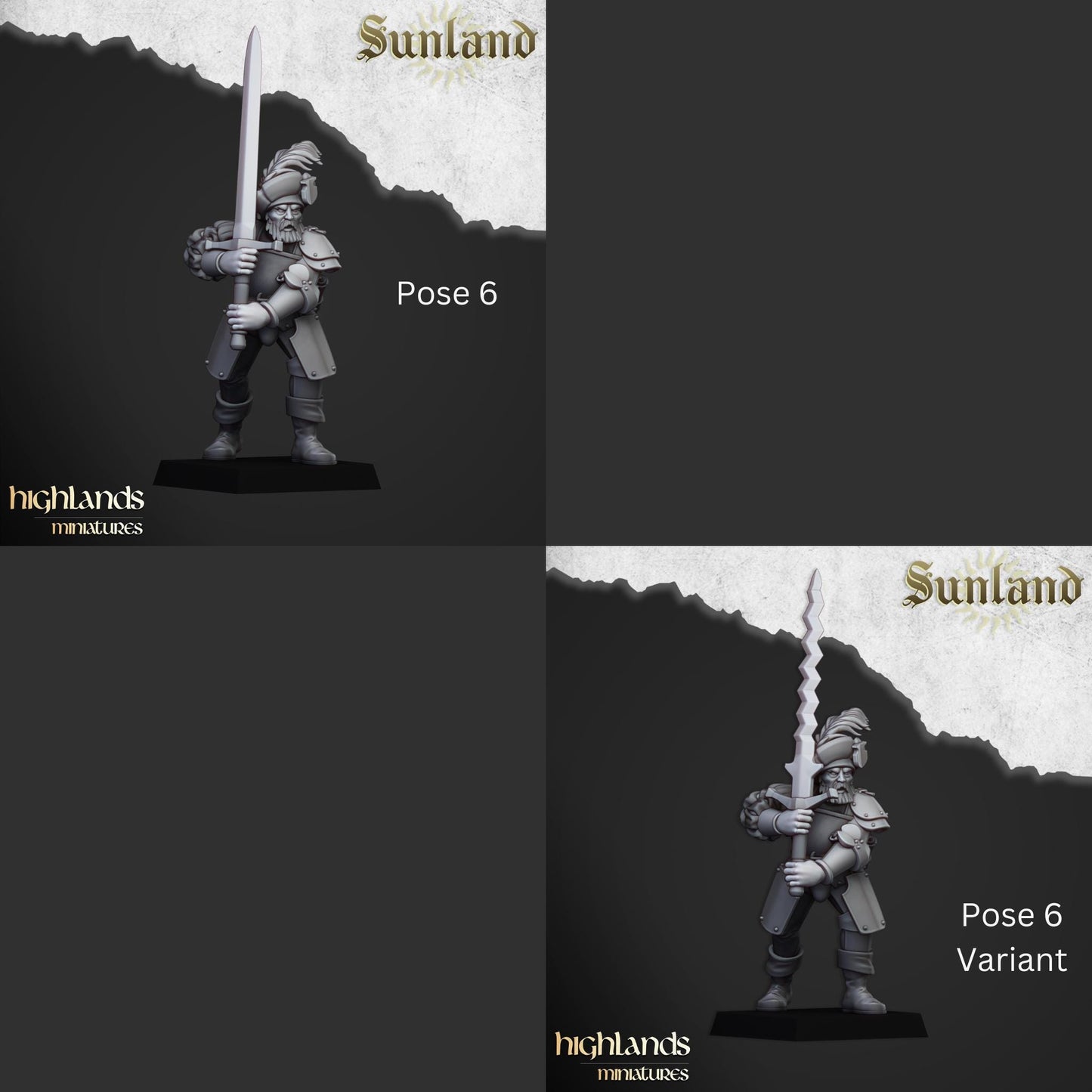 Sunland Landsknechts | Sunland | Highland Miniatures | 32mm Scale Resin Tabletop RPG Figures for Roleplaying and Wargaming