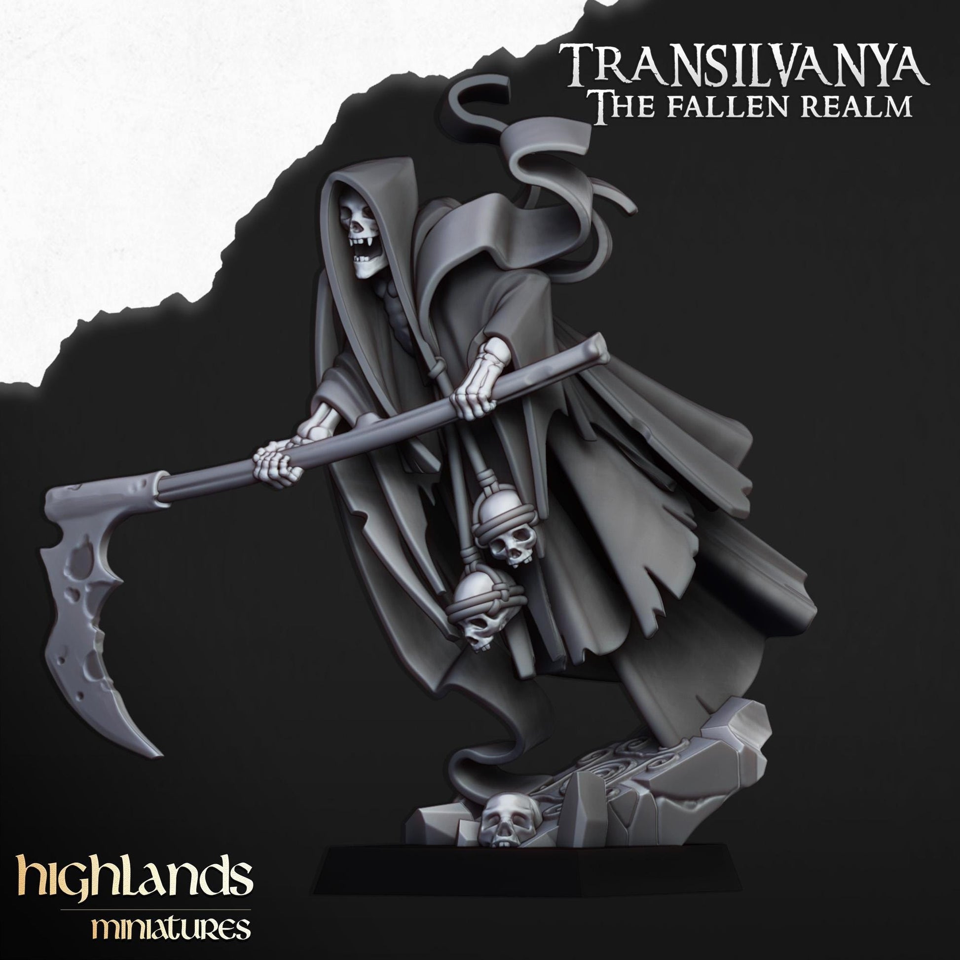 Grim Reaper | Transilvanya The Fallen Realm | Highland Miniatures | 32mm Scale Resin Tabletop RPG Figures for Roleplaying and Wargaming