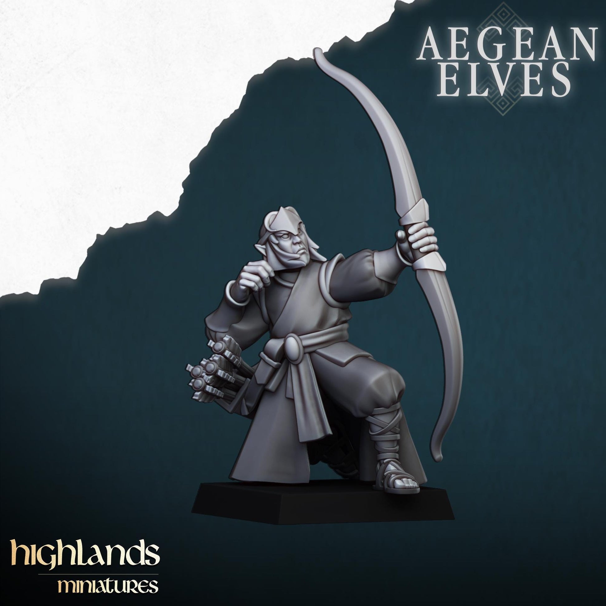 Aegean Elf Archers | Aegean Elves | Highland Miniatures | 32mm Scale Resin Tabletop RPG Figures for Tabletop Roleplaying and Wargaming