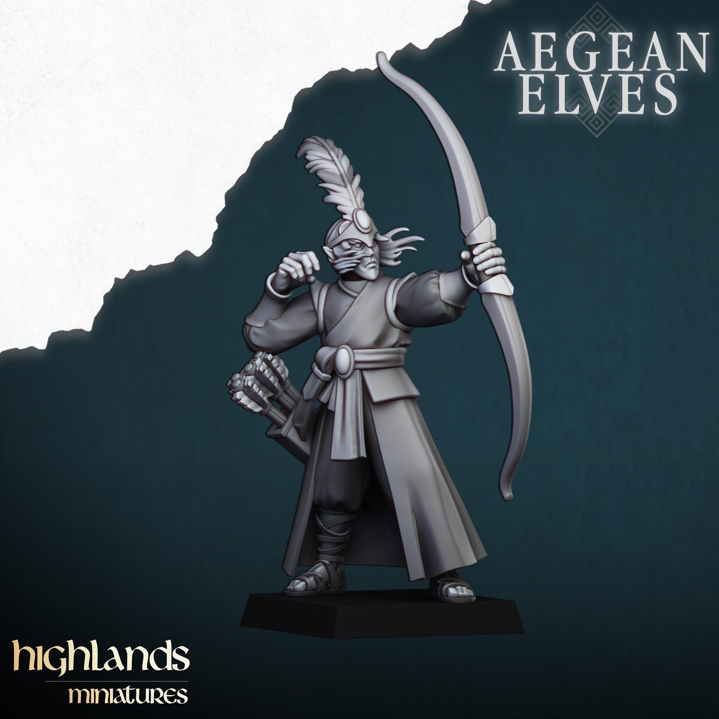 Aegean Elf Archers | Aegean Elves | Highland Miniatures | 32mm Scale Resin Tabletop RPG Figures for Tabletop Roleplaying and Wargaming