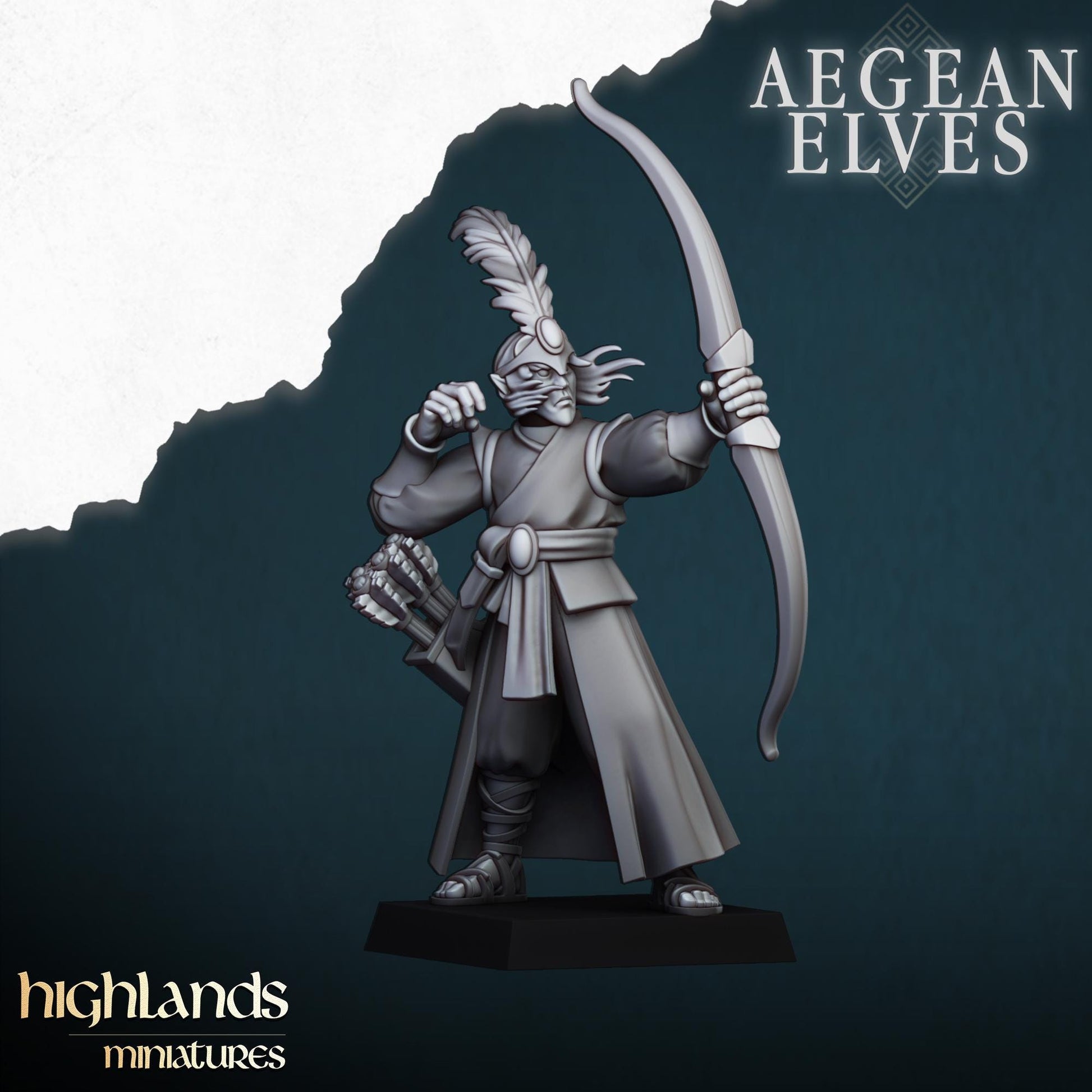 Aegean Elf Archers | Aegean Elves | Highland Miniatures | 32mm Scale Resin Tabletop RPG Figures for Tabletop Roleplaying and Wargaming
