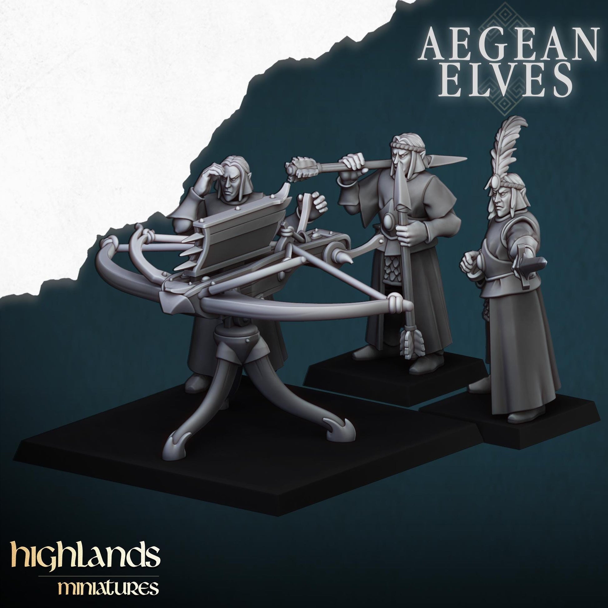 Aegean Elf Ballista | Aegean Elves | Highland Miniatures | 32mm Scale Resin Tabletop RPG Figures for Tabletop Roleplaying and Wargaming