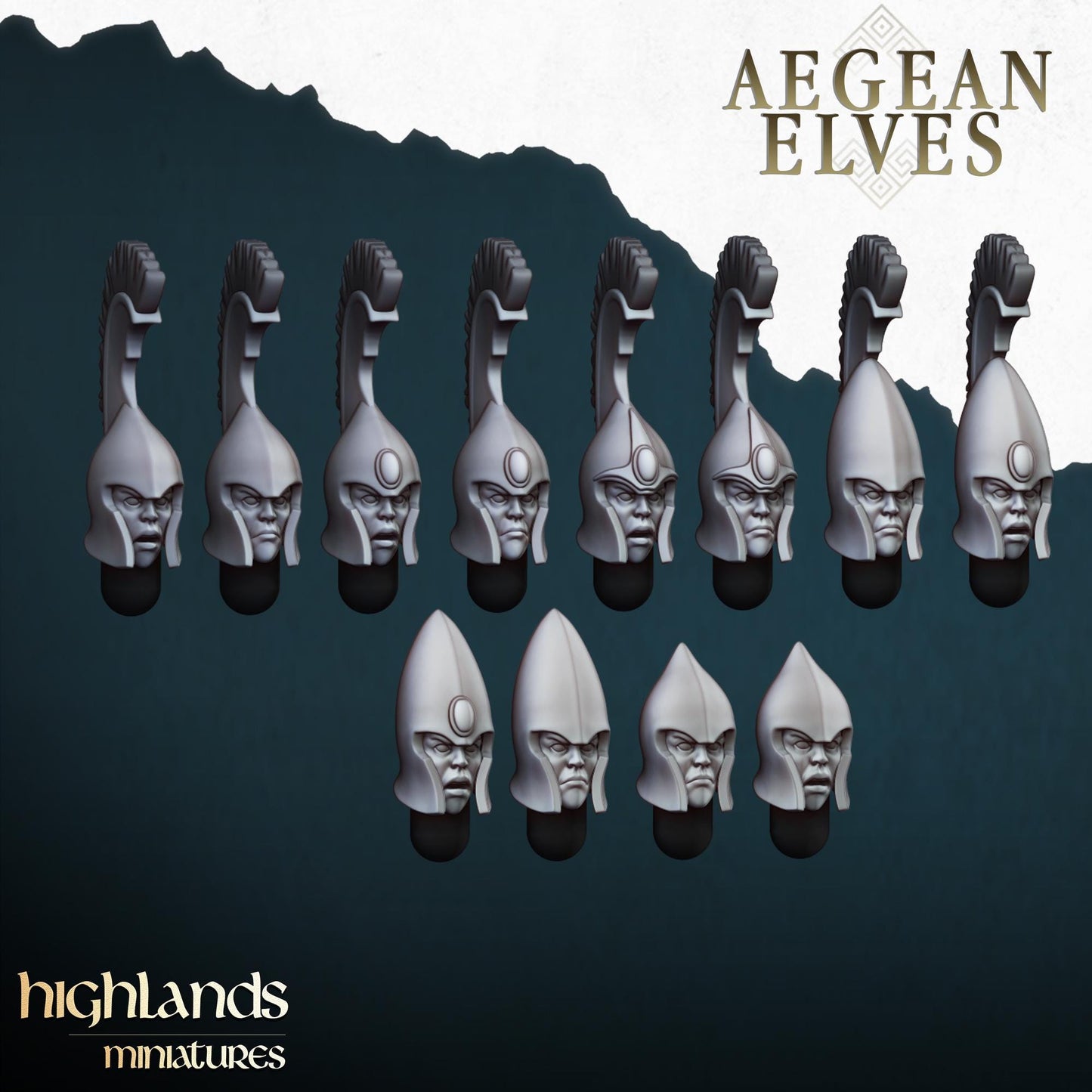 Aegean Elf Spearmen | Aegean Elves | Highland Miniatures | 32mm Scale Resin Tabletop RPG Figures for Tabletop Roleplaying and Wargaming