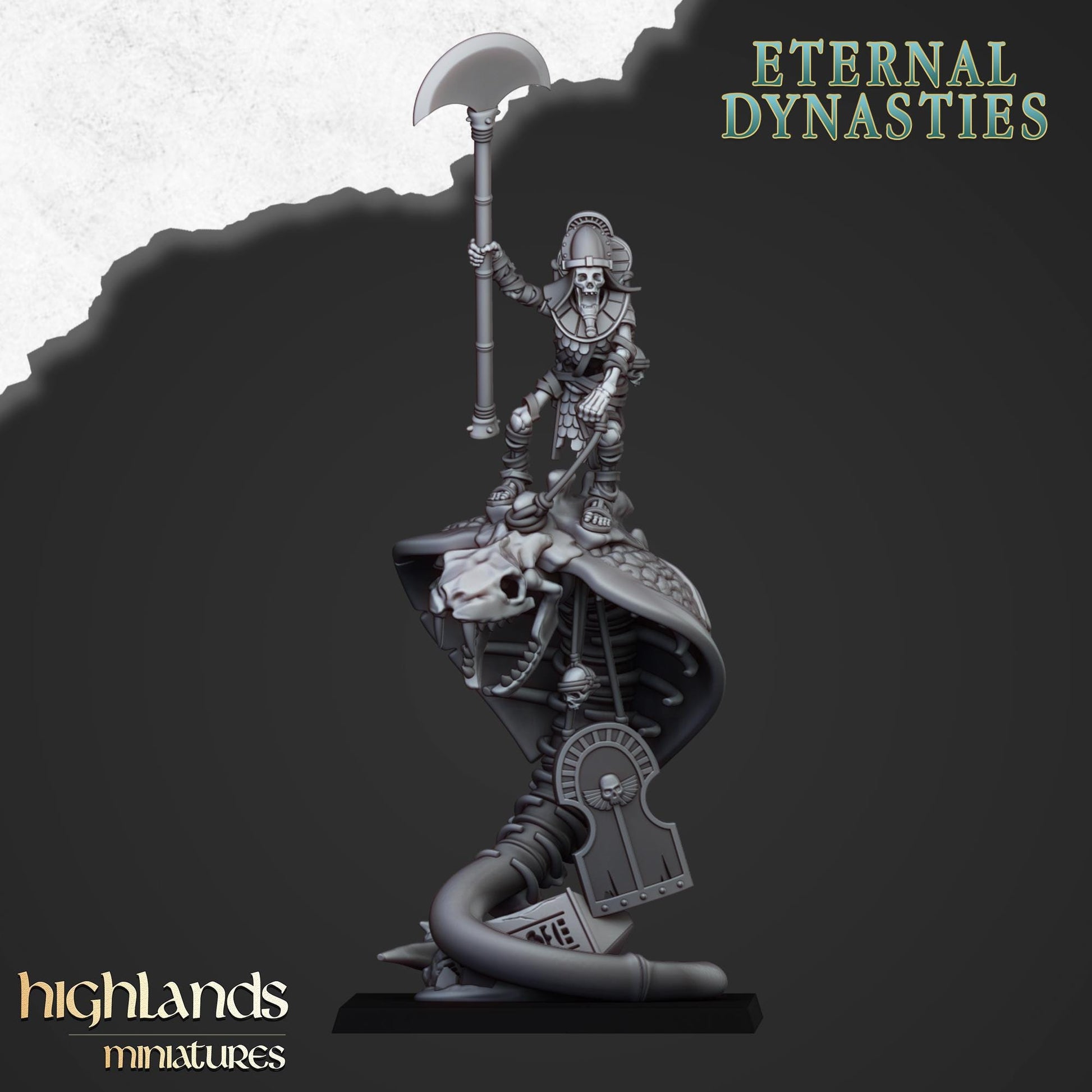 Great Snake Mounted Ancient Guard | Eternal Dynasties | Highland Miniatures | 32mm Scale Resin TTRPG Figures for Roleplaying and Wargaming