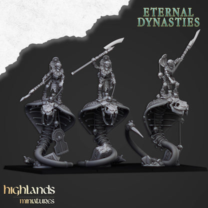 Great Snake Mounted Ancient Guard | Eternal Dynasties | Highland Miniatures | 32mm Scale Resin TTRPG Figures for Roleplaying and Wargaming