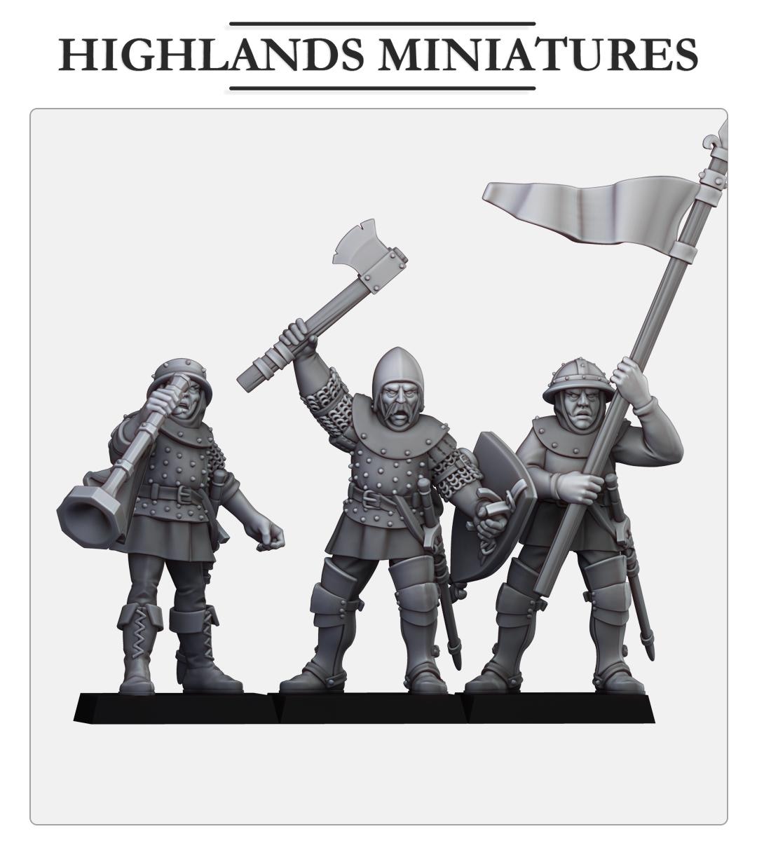 Gallia Shooters Command Group | Gallia | Highland Miniatures | 32mm Scale Resin Tabletop RPG Figures for Roleplaying and Wargaming