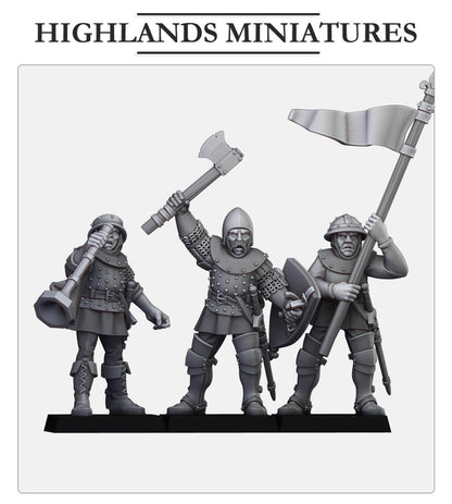 Gallia Shooters Command Group | Gallia | Highland Miniatures | 32mm Scale Resin Tabletop RPG Figures for Roleplaying and Wargaming