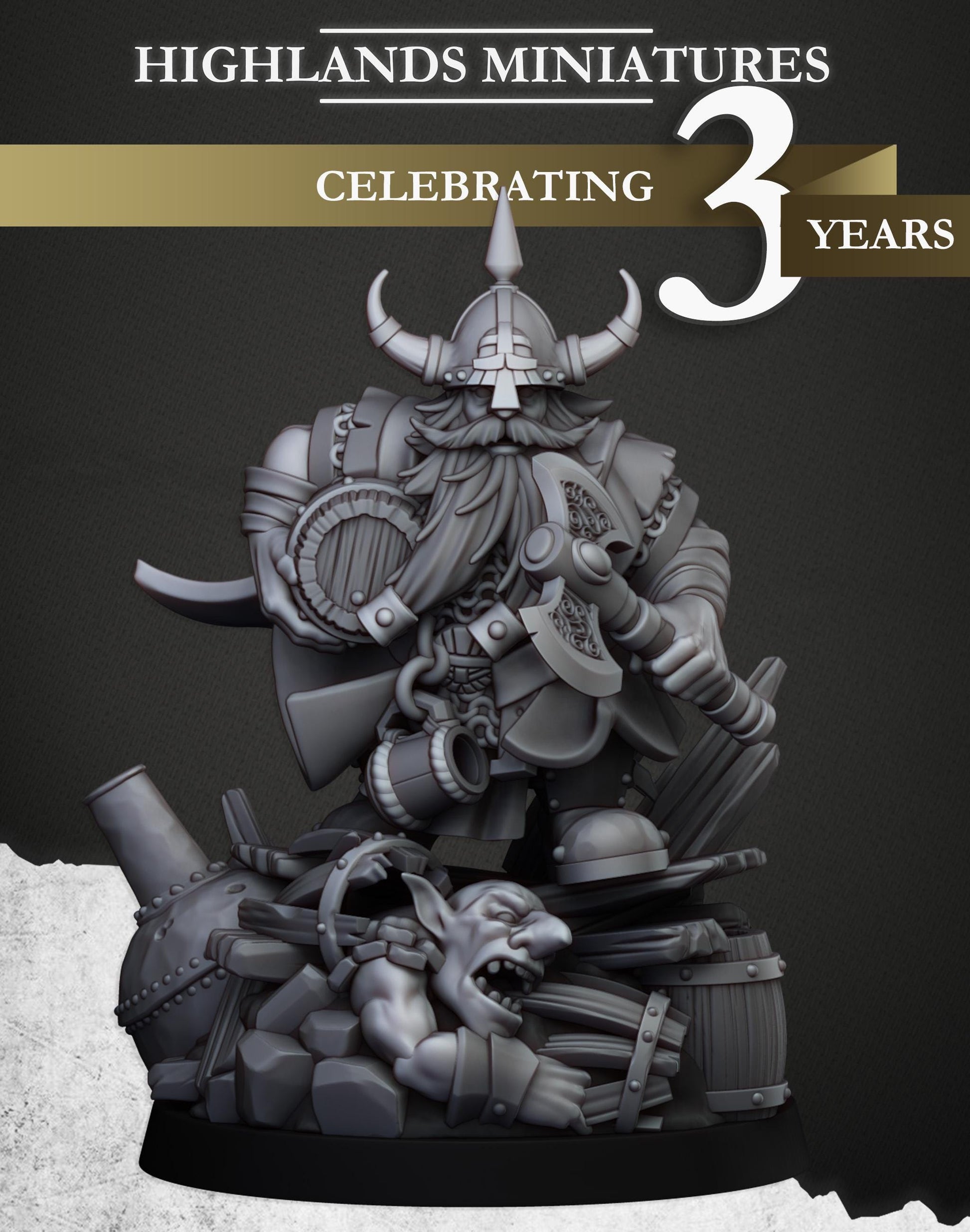 Dwarf Brewmaster | Sons of Ymir | Highland Miniatures | 32mm Scale Resin Tabletop RPG Figures for Roleplaying and Wargaming