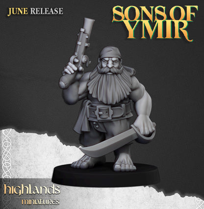 Dwarf Pirates | Sons of Ymir | Highland Miniatures | 32mm Scale Resin Tabletop RPG Figures for Roleplaying and Wargaming