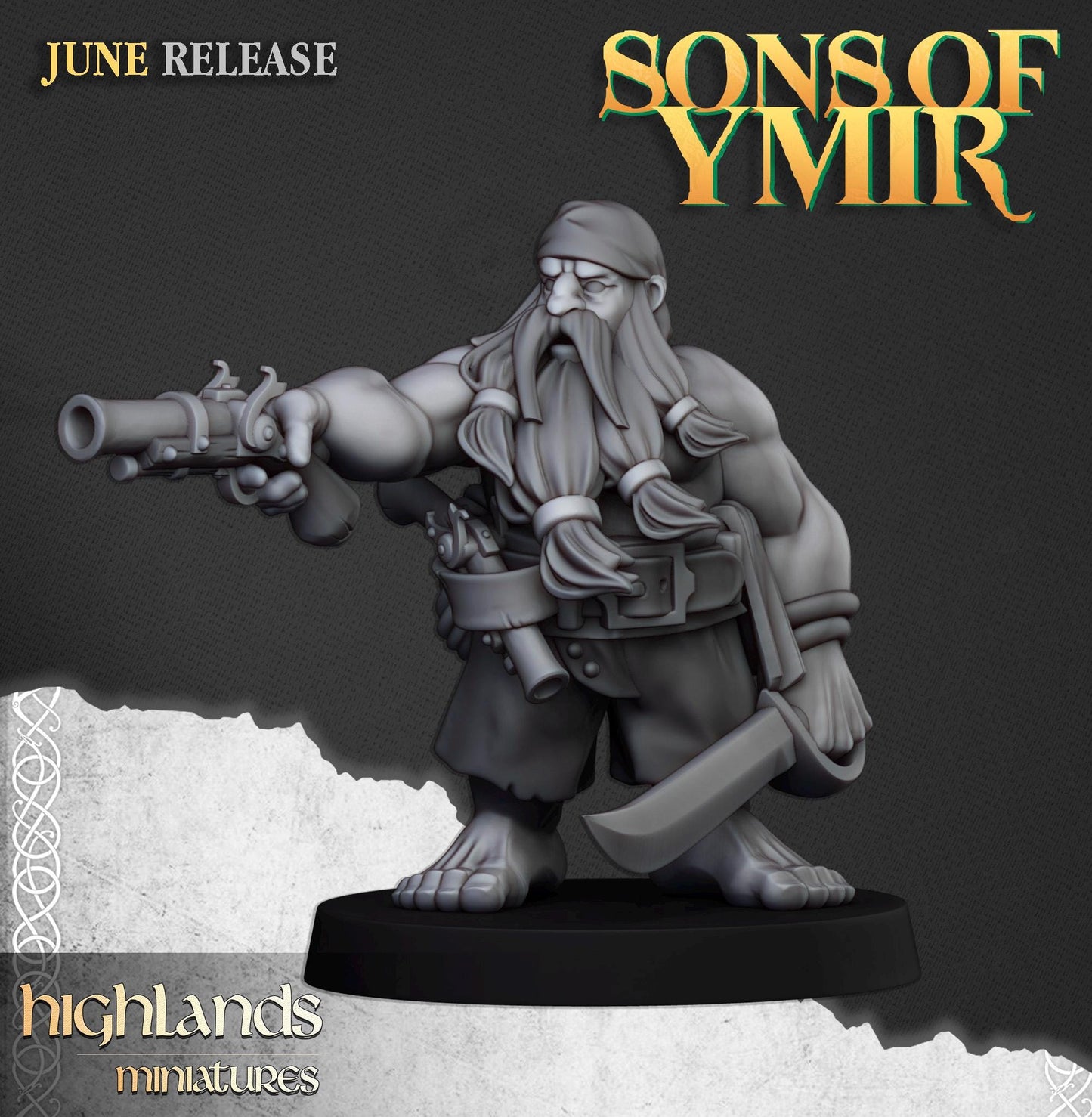 Dwarf Pirates | Sons of Ymir | Highland Miniatures | 32mm Scale Resin Tabletop RPG Figures for Roleplaying and Wargaming