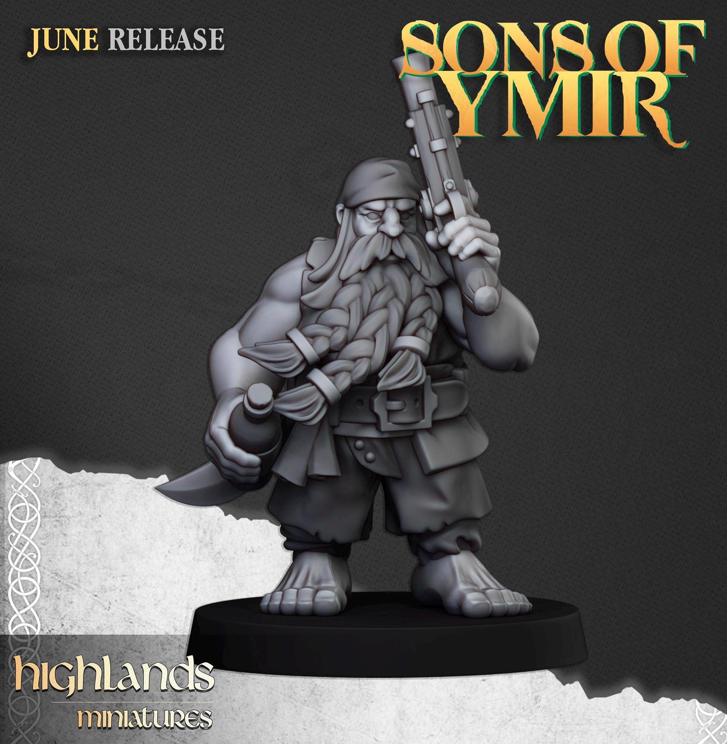 Dwarf Pirates | Sons of Ymir | Highland Miniatures | 32mm Scale Resin Tabletop RPG Figures for Roleplaying and Wargaming