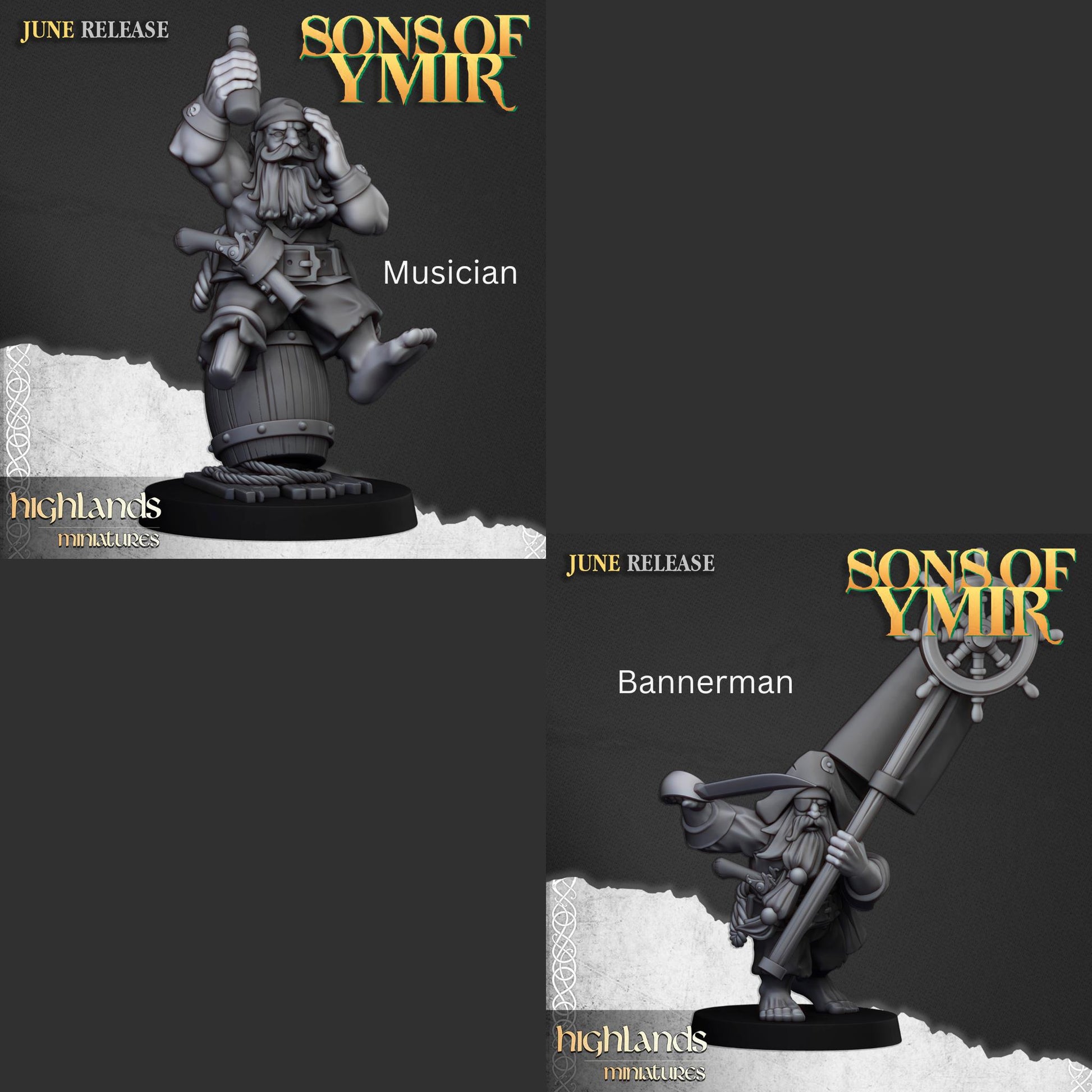 Dwarf Pirates | Sons of Ymir | Highland Miniatures | 32mm Scale Resin Tabletop RPG Figures for Roleplaying and Wargaming