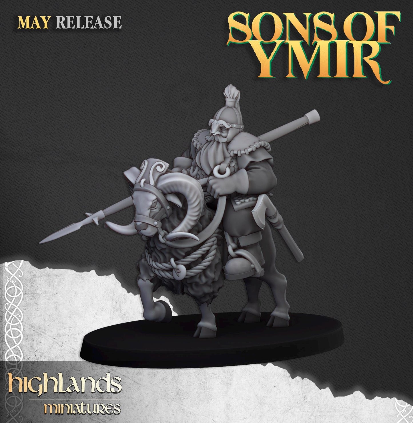 Mounted Dwarfs | Sons of Ymir | Highland Miniatures | 32mm Scale Resin Tabletop RPG Figures for Roleplaying and Wargaming