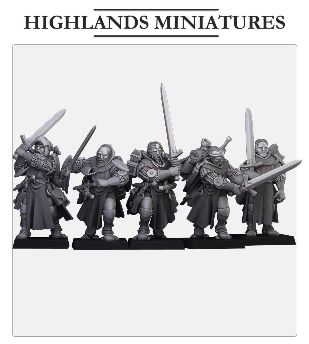 Dismounted Questing Knights | Sunland | Highland Miniatures | 32mm Scale Resin Tabletop RPG Figures for Roleplaying and Wargaming