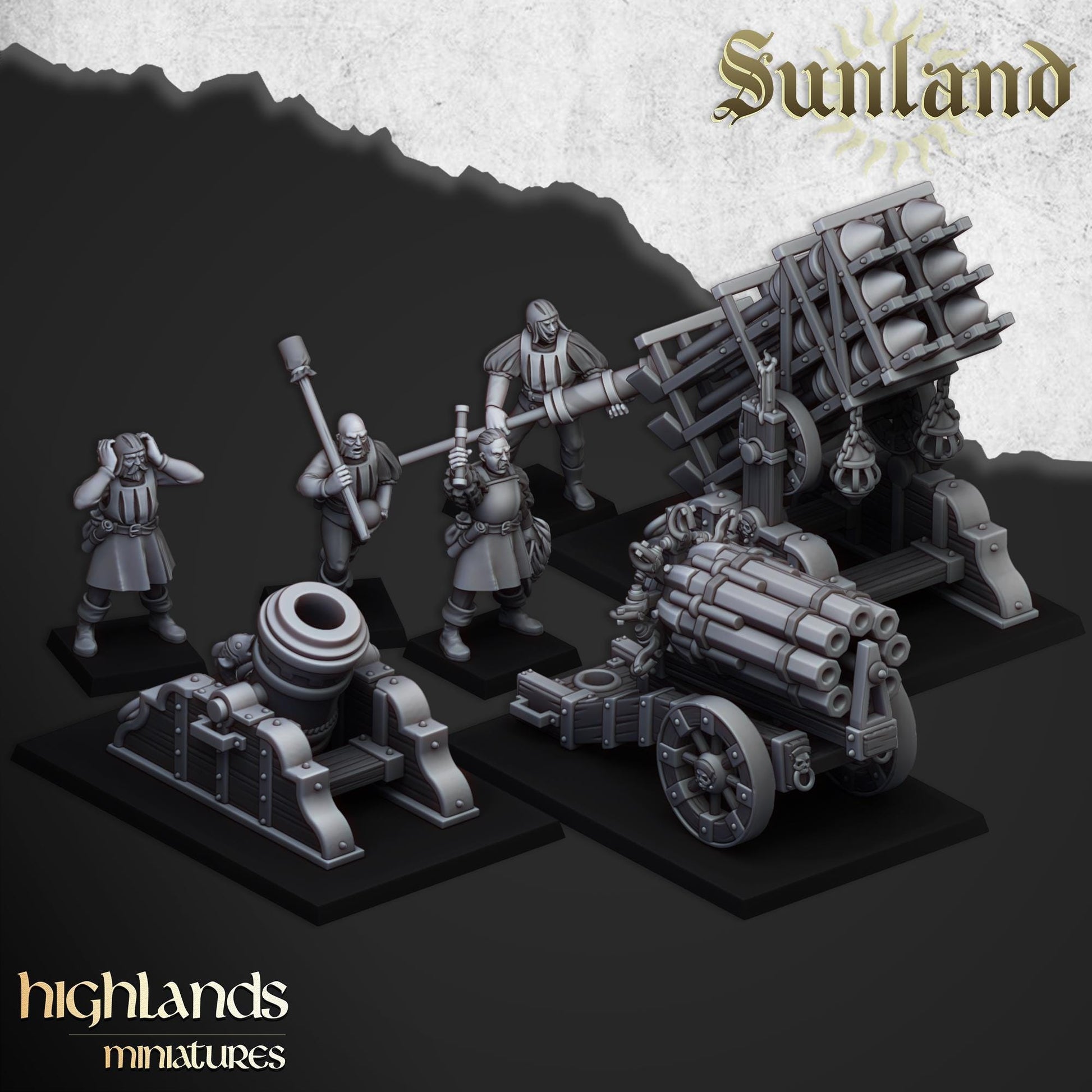 Sunland Artillery | Sunland | Highland Miniatures | 32mm Scale Resin Tabletop RPG Figures for Roleplaying and Wargaming