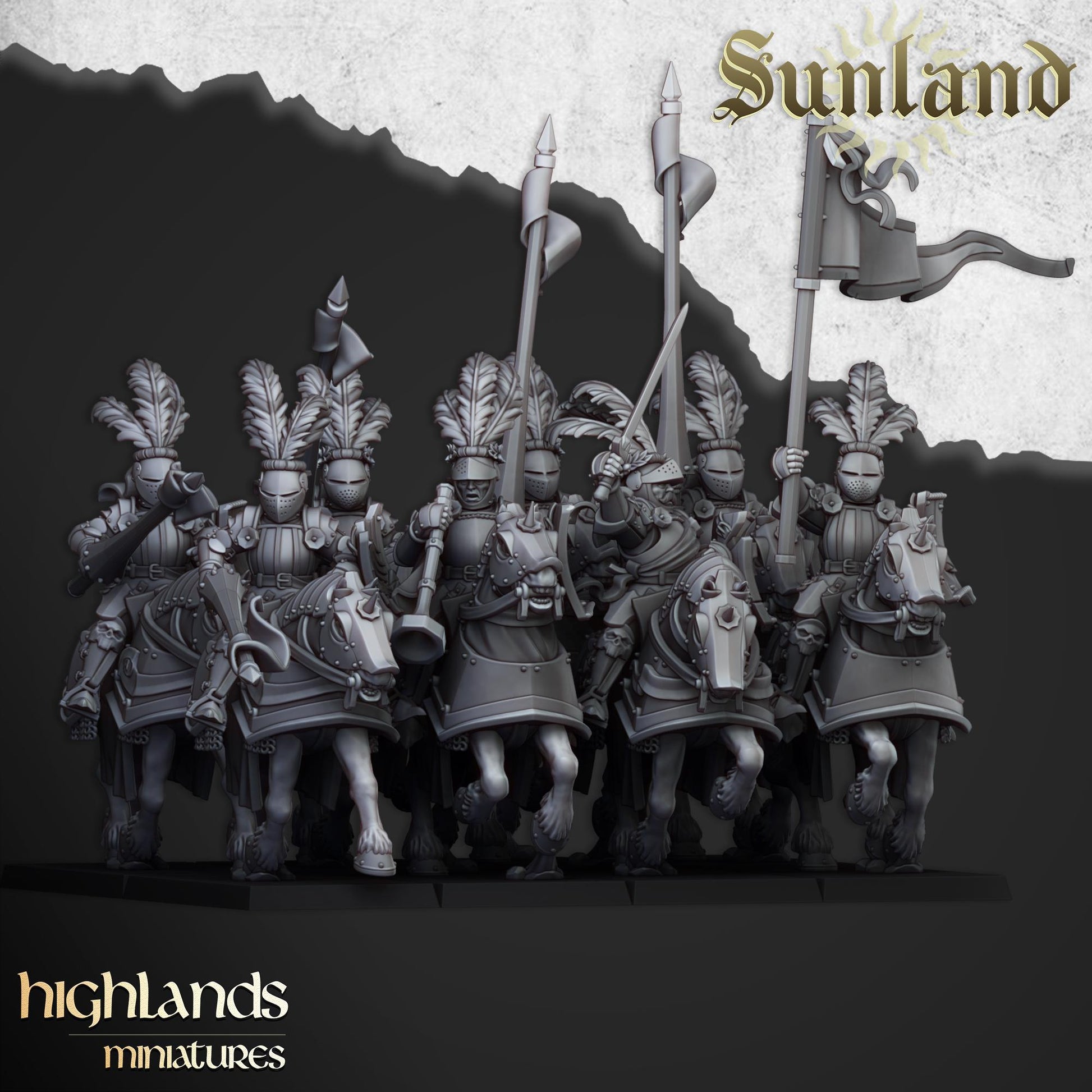 Sunland Cavalry | Sunland | Highland Miniatures | 32mm Scale Resin Tabletop RPG Figures for Roleplaying and Wargaming