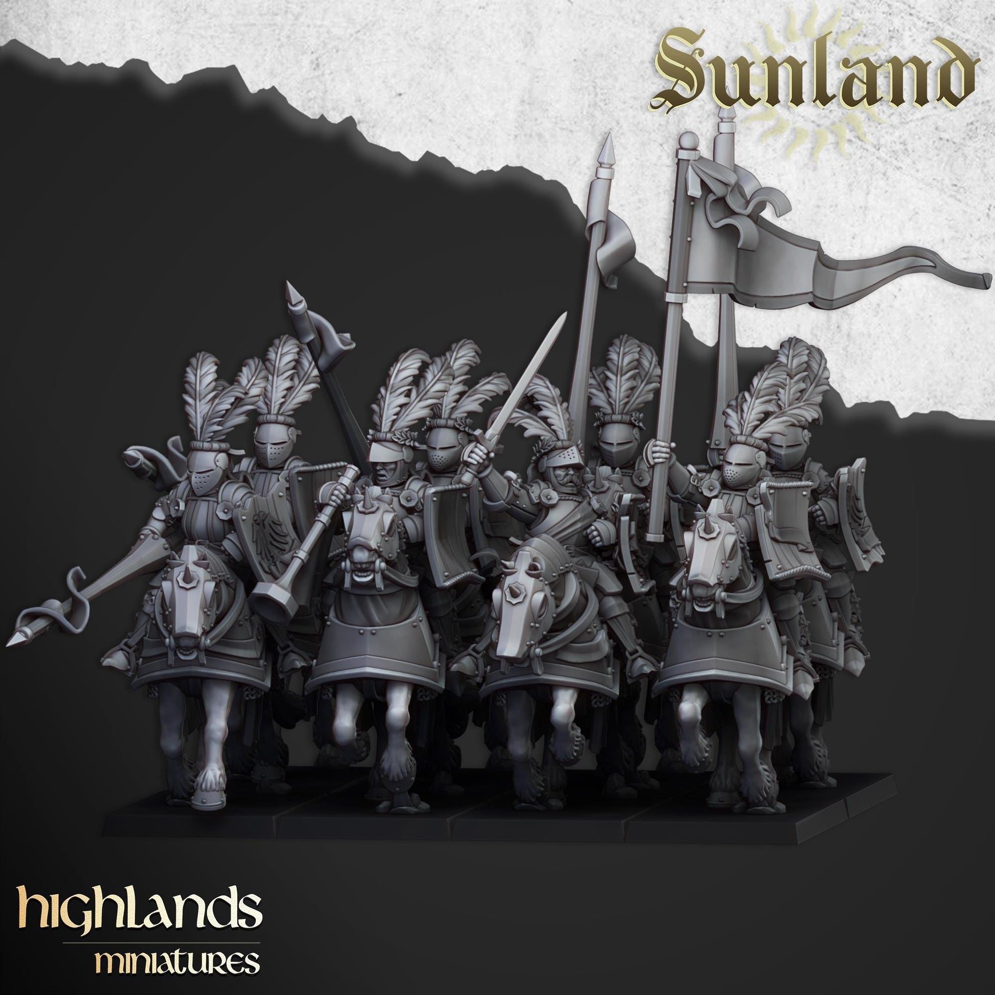 Sunland Cavalry | Sunland | Highland Miniatures | 32mm Scale Resin Tabletop RPG Figures for Roleplaying and Wargaming