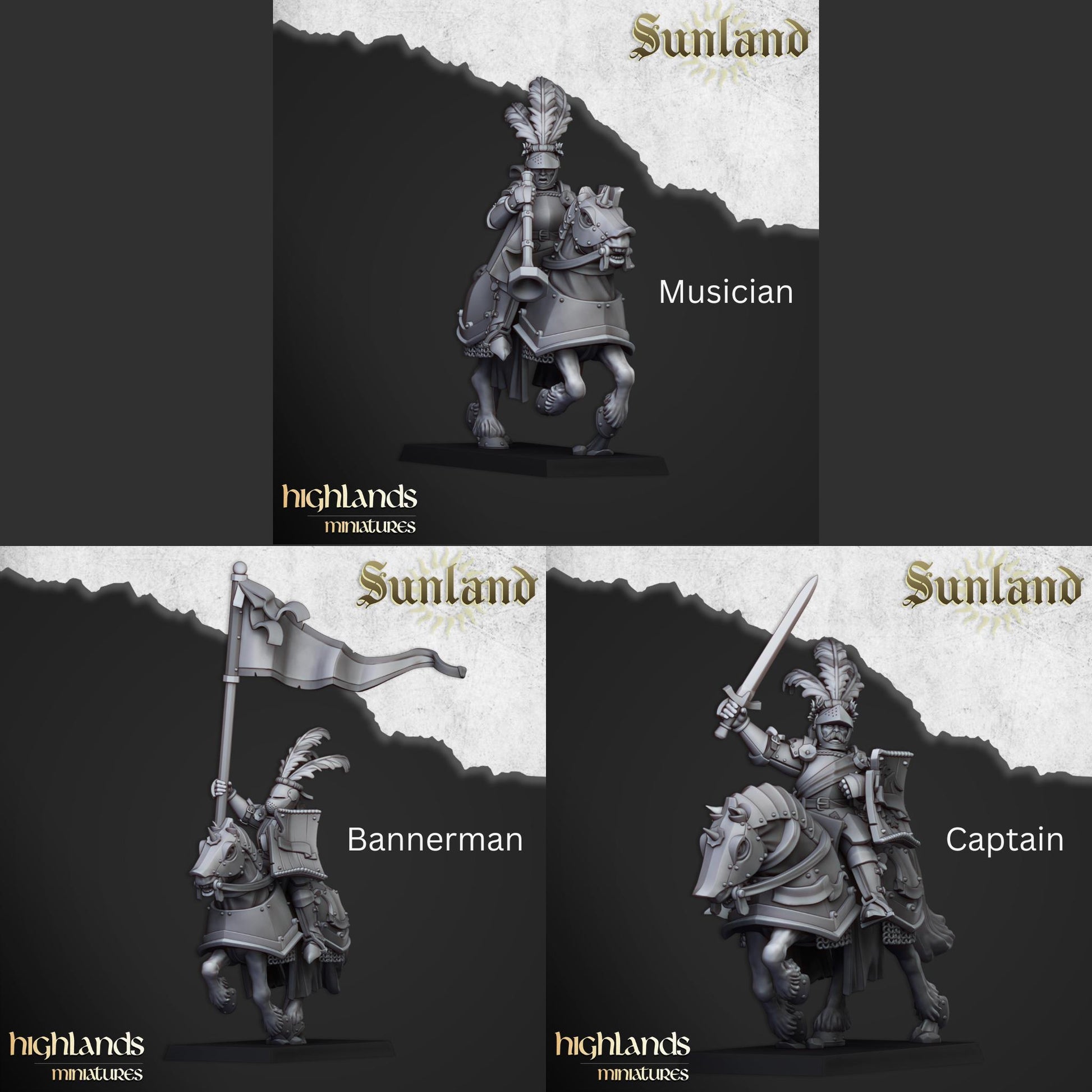 Sunland Cavalry | Sunland | Highland Miniatures | 32mm Scale Resin Tabletop RPG Figures for Roleplaying and Wargaming