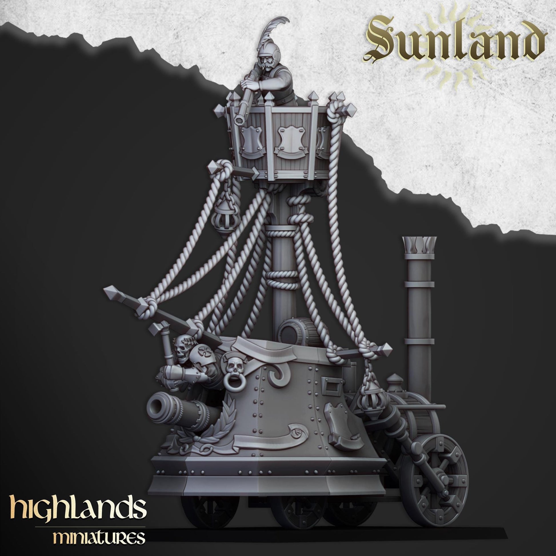 Sunland Ironclad Landship | Sunland | Highland Miniatures | 32mm Scale Resin Tabletop RPG Figures for Roleplaying and Wargaming