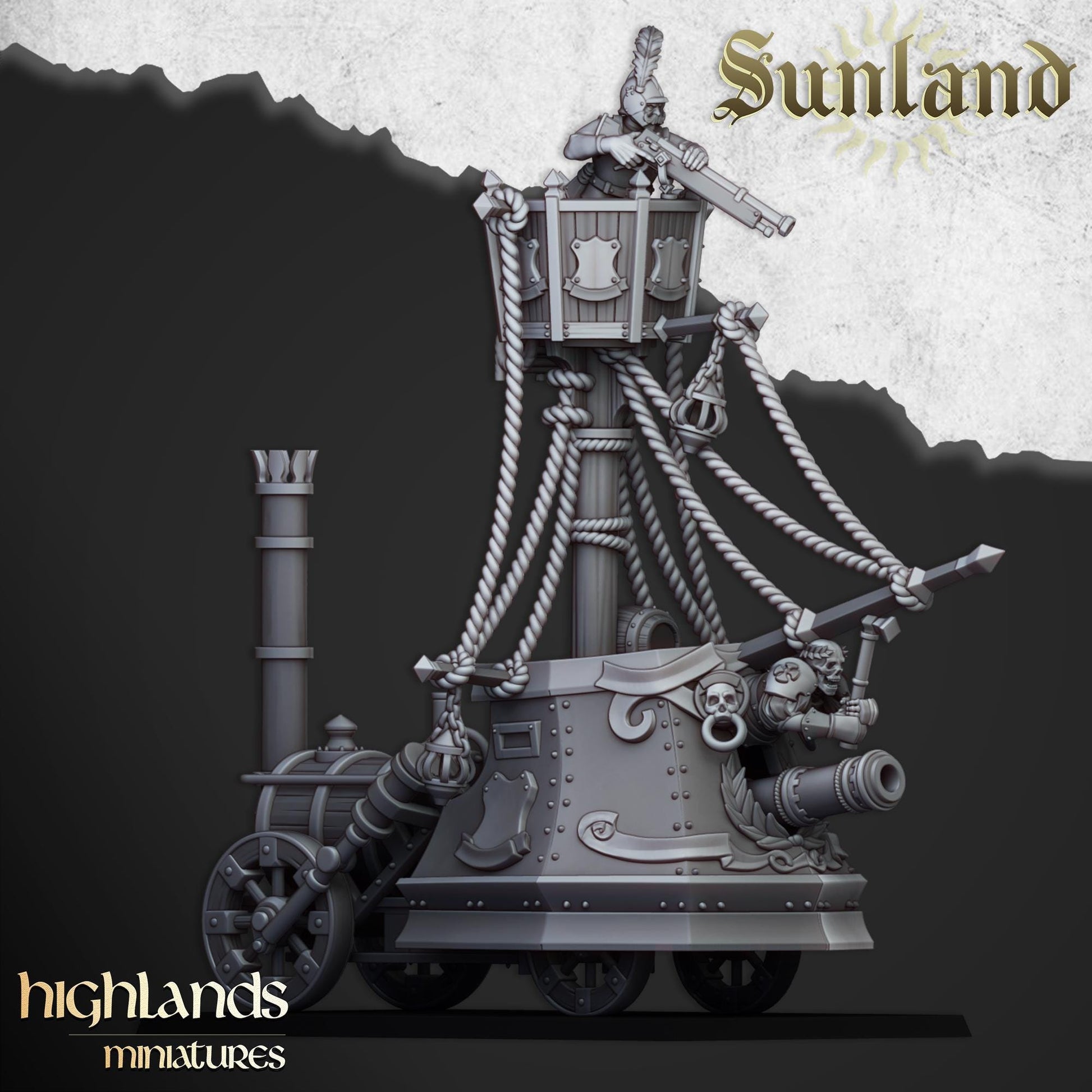 Sunland Ironclad Landship | Sunland | Highland Miniatures | 32mm Scale Resin Tabletop RPG Figures for Roleplaying and Wargaming