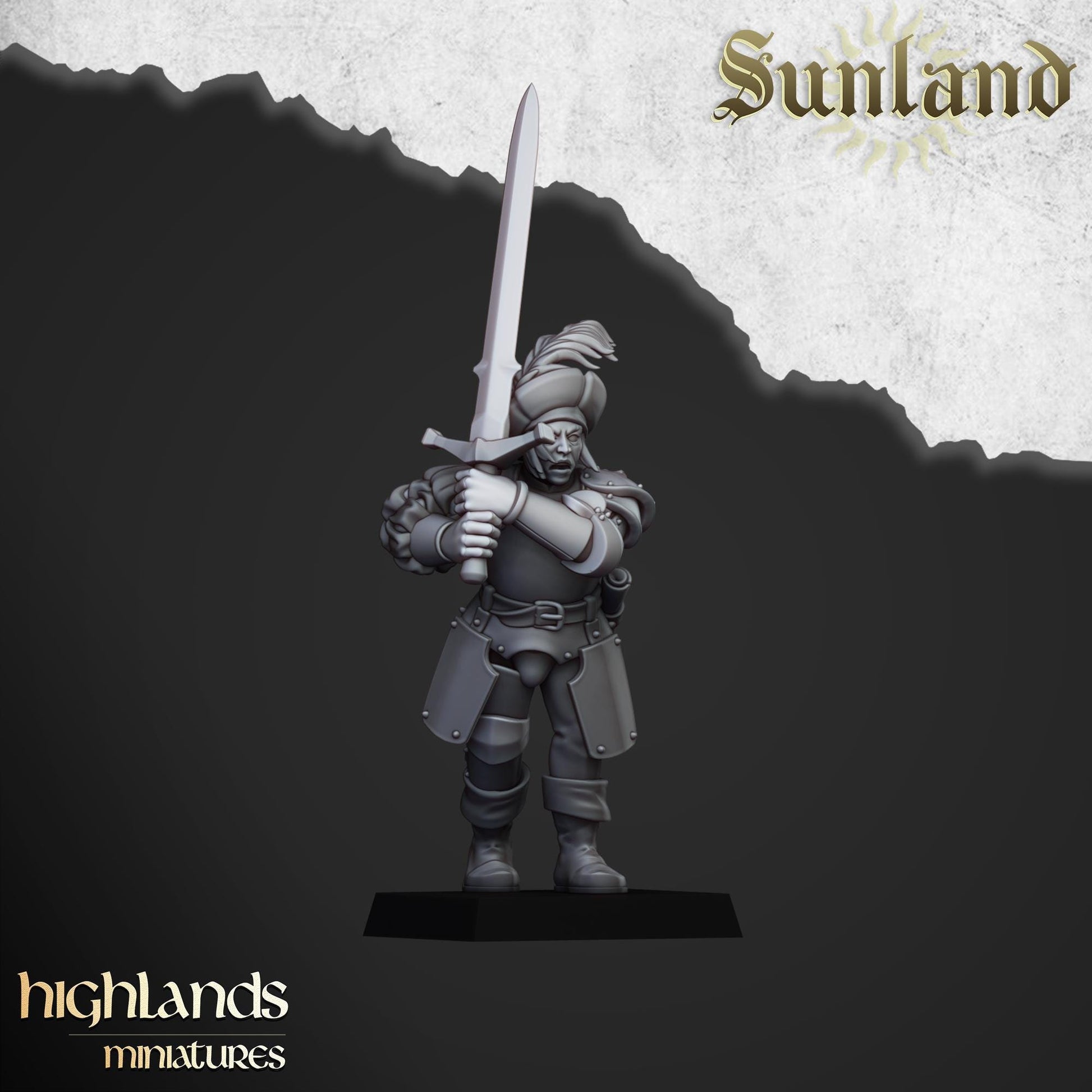 Sunland Landsknechts | Sunland | Highland Miniatures | 32mm Scale Resin Tabletop RPG Figures for Roleplaying and Wargaming