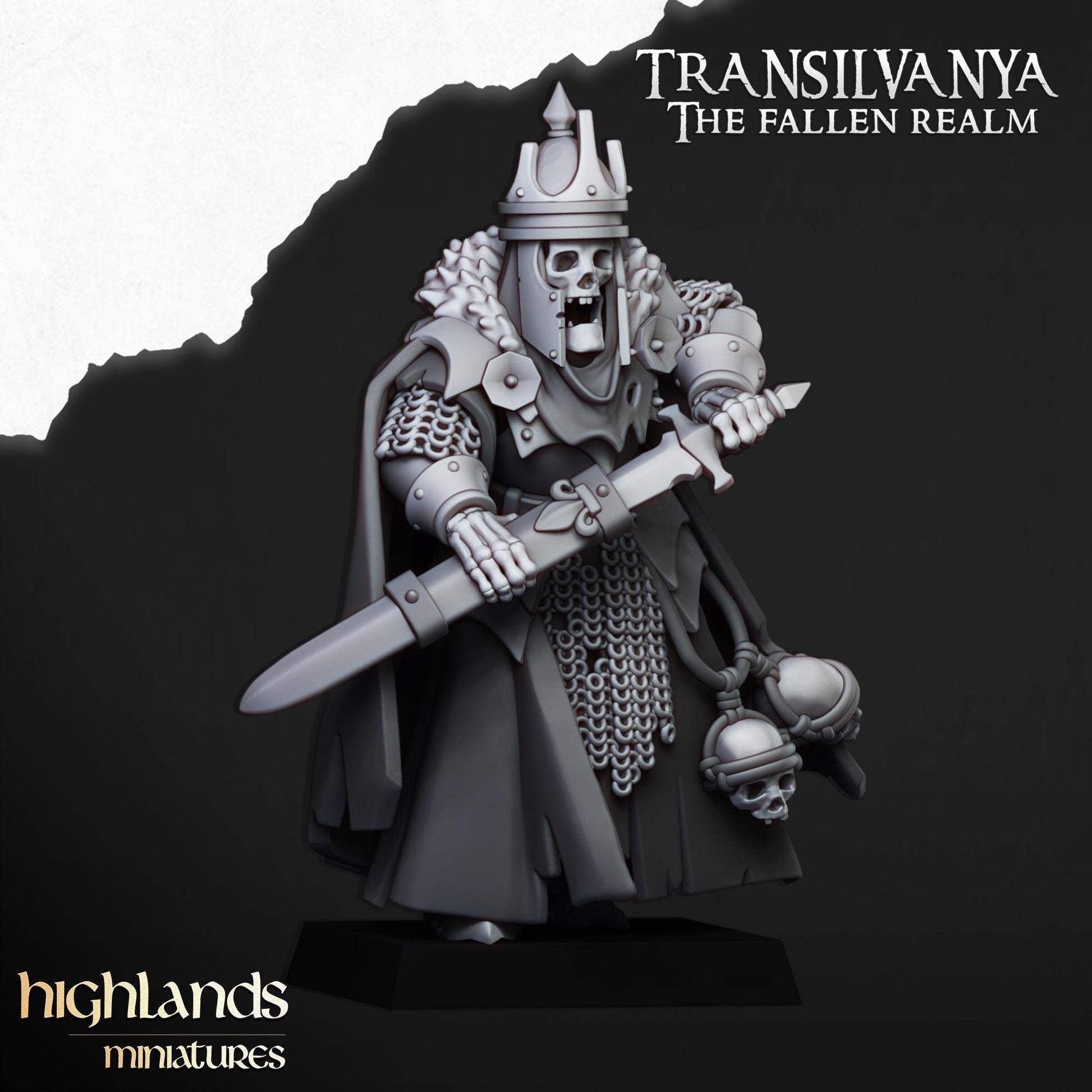 Skeletal Lord | Transilvanya The Fallen Realm | Highland Miniatures | 32mm Scale Resin Tabletop RPG Figures for Roleplaying and Wargaming