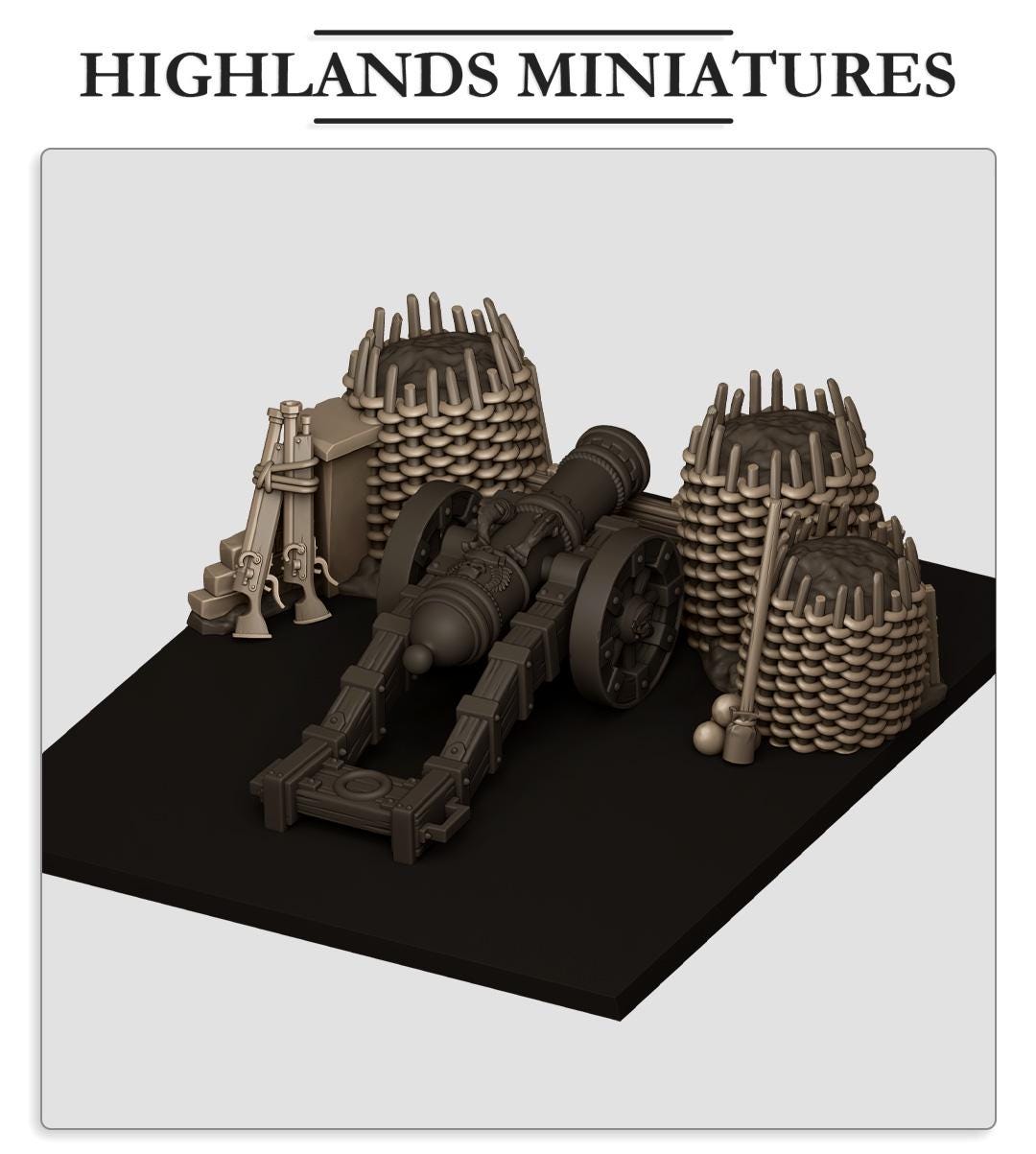 Sunland Artillery Barricade | Sunland | Highland Miniatures | 32mm Scale Resin Tabletop RPG Figures for Roleplaying and Wargaming