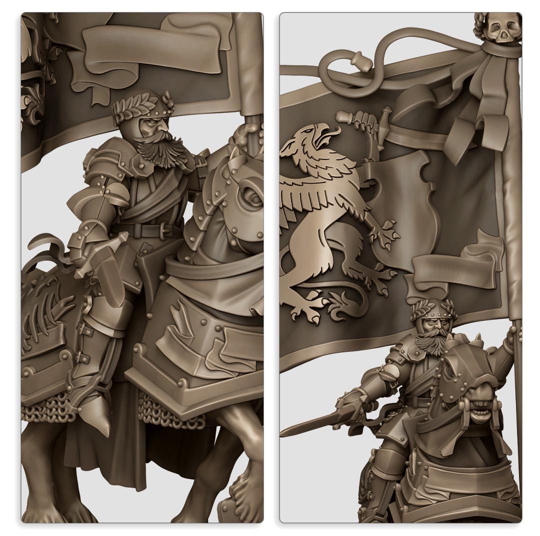 Sunland Battle Standard Bearer | Sunland | Highland Miniatures | 32mm Scale Resin Tabletop RPG Figures for Roleplaying and Wargaming