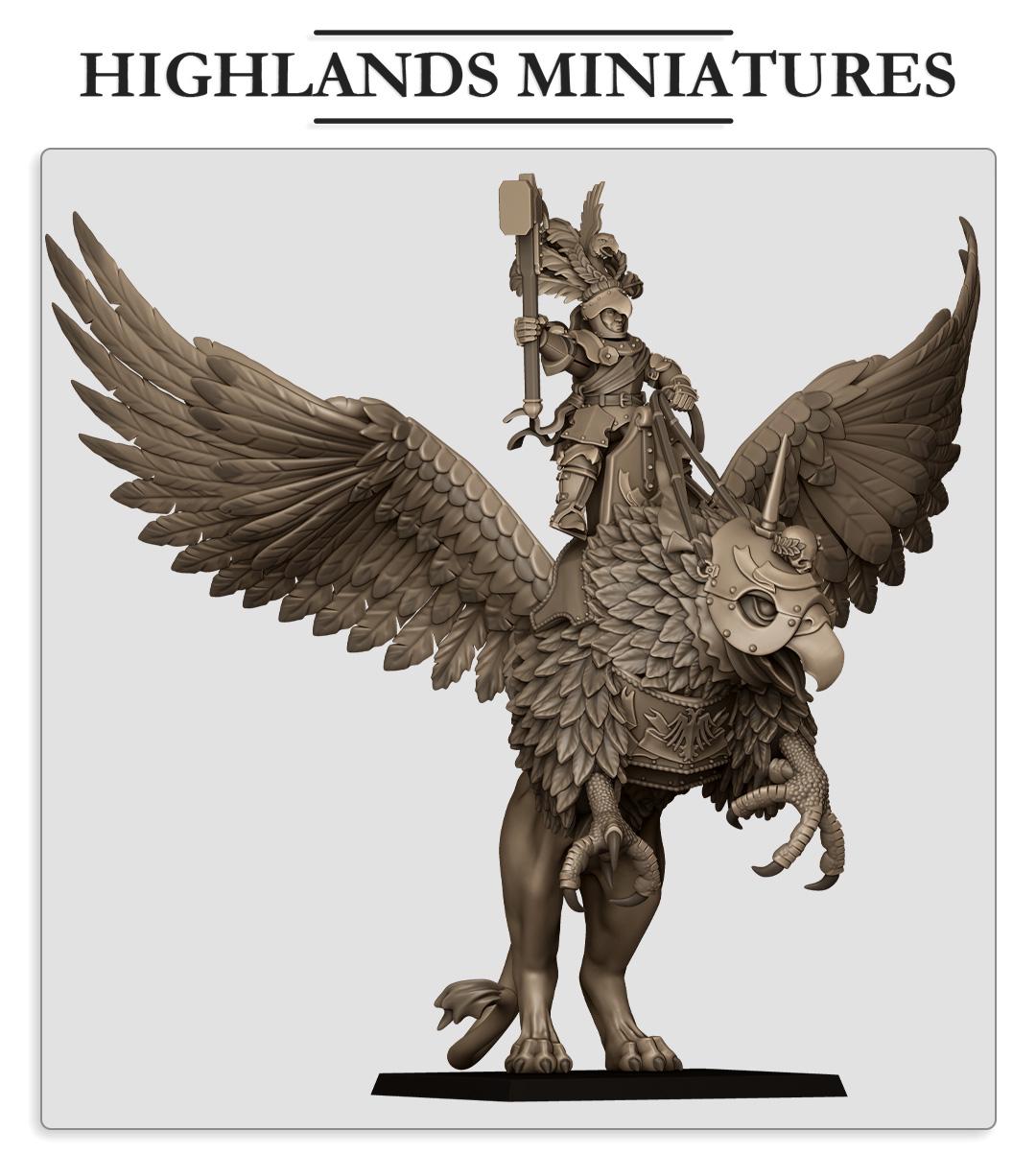 Sunland Emperor on Griffon | Sunland | Highland Miniatures | 32mm Scale Resin Tabletop RPG Figures for Roleplaying and Wargaming