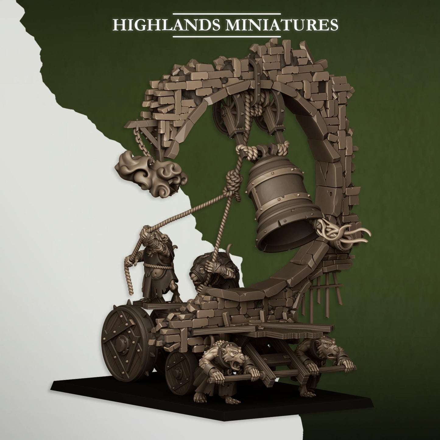 Moving Sewer with Bell and Censer | Vermin Reinforces | Highland Miniatures | 32mm Scale Resin TTRPG Figures for Roleplaying and Wargaming