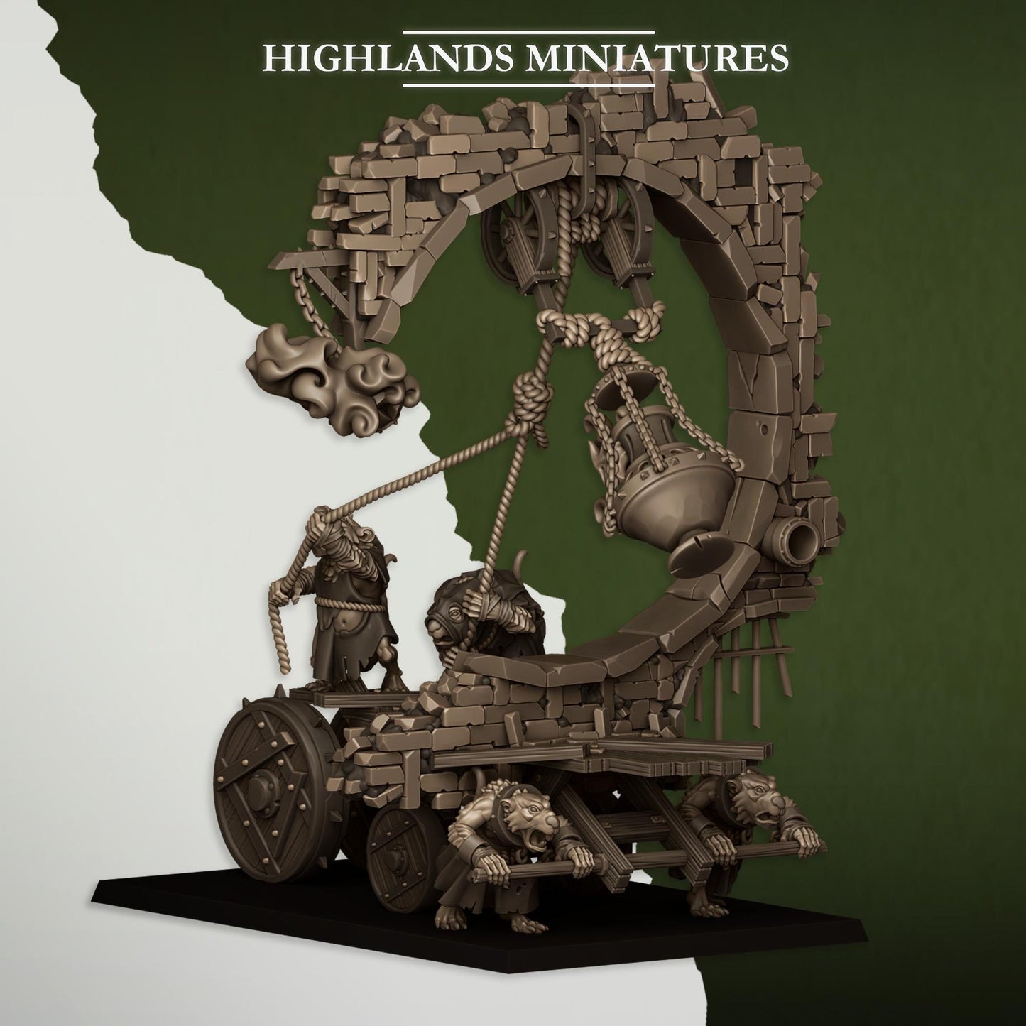 Moving Sewer with Bell and Censer | Vermin Reinforces | Highland Miniatures | 32mm Scale Resin TTRPG Figures for Roleplaying and Wargaming