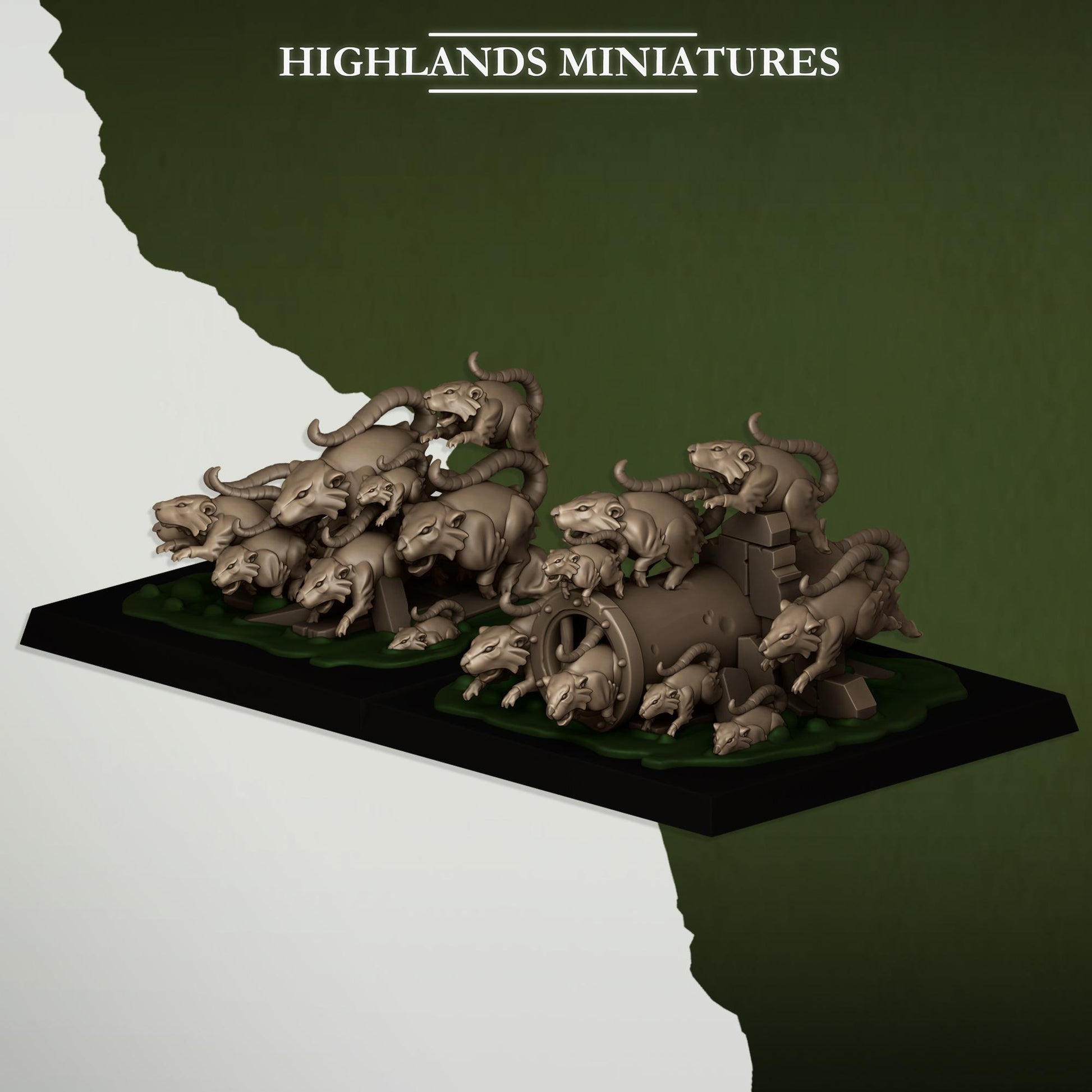 Rat Swarm | Vermin Reinforces | Highland Miniatures | 32mm Scale Resin TTRPG Figures for Roleplaying and Wargaming
