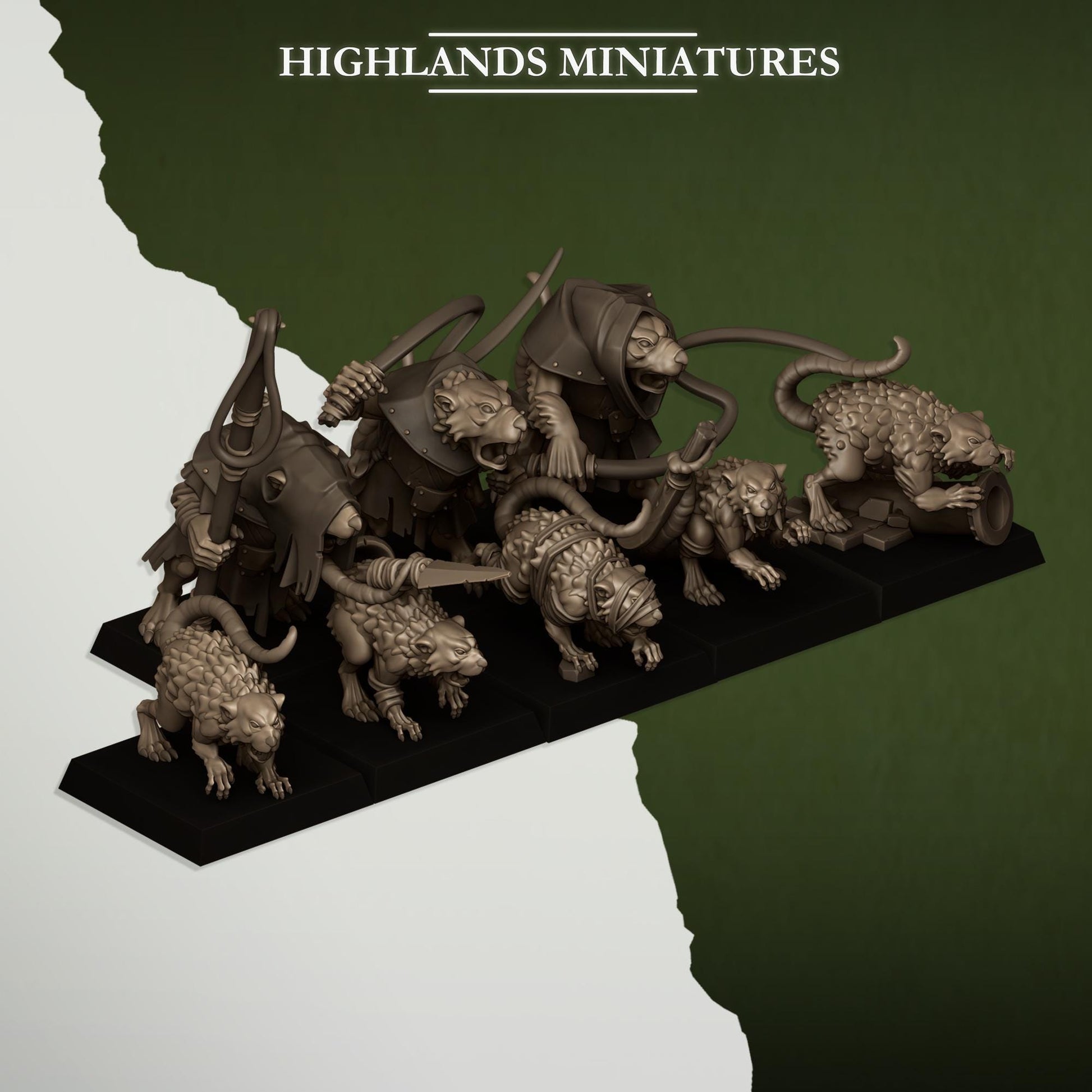 Rats and Rat Masters | Vermin Reinforces | Highland Miniatures | 32mm Scale Resin TTRPG Figures for Roleplaying and Wargaming