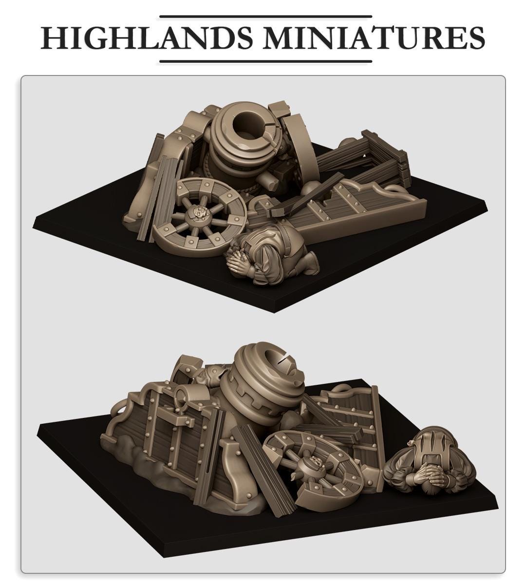 Sunland Exploded Mortar | Sunland | Highland Miniatures | 32mm Scale Resin Tabletop RPG Figures for Roleplaying and Wargaming