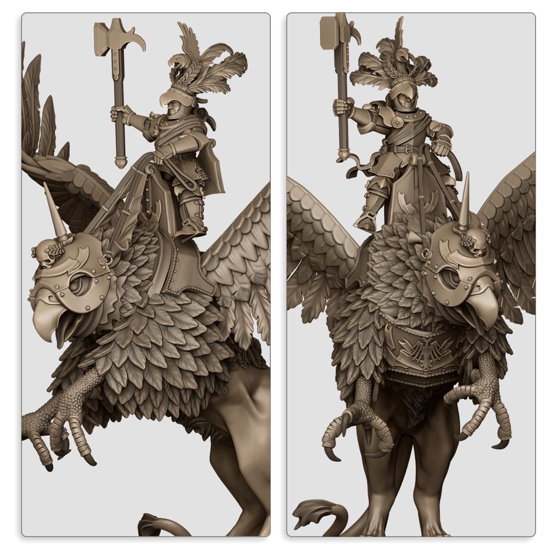 Sunland Emperor on Griffon | Sunland | Highland Miniatures | 32mm Scale Resin Tabletop RPG Figures for Roleplaying and Wargaming