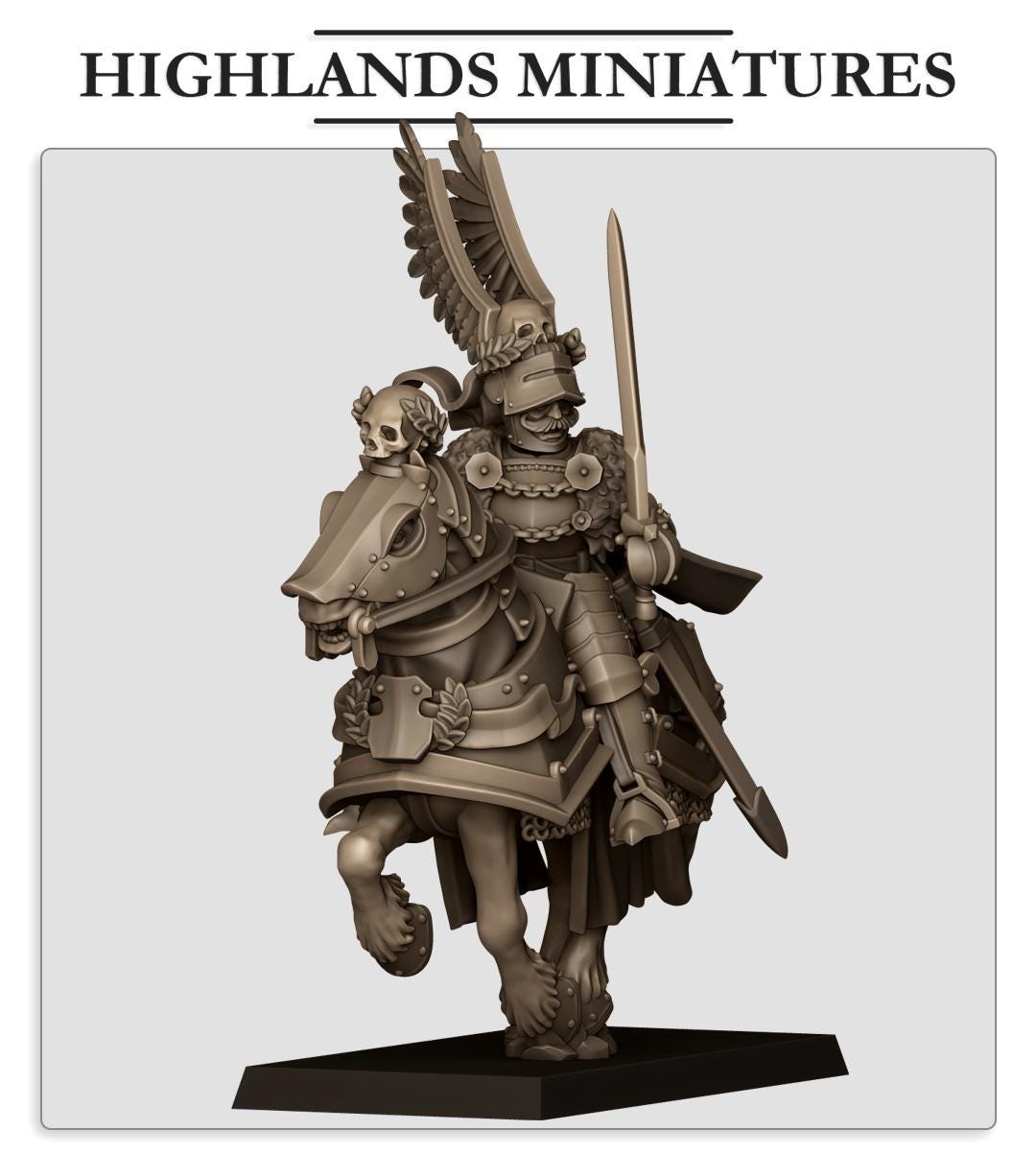 Sunland General on Horse | Sunland | Highland Miniatures | 32mm Scale Resin Tabletop RPG Figures for Roleplaying and Wargaming