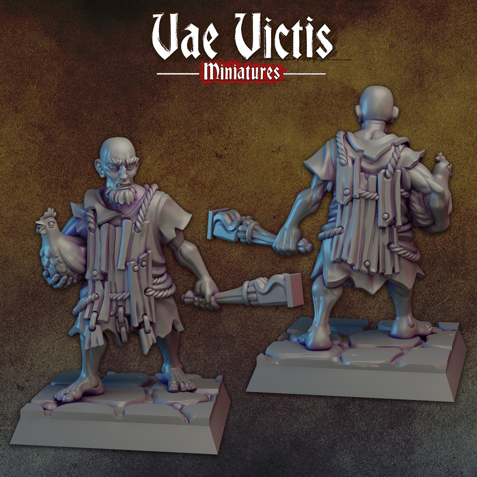 Old Man And His Chicken | Vae Victis Miniatures | 32mm Scale Resin Printed Tabletop RPG Figures for Tabletop Roleplaying or Wargaming