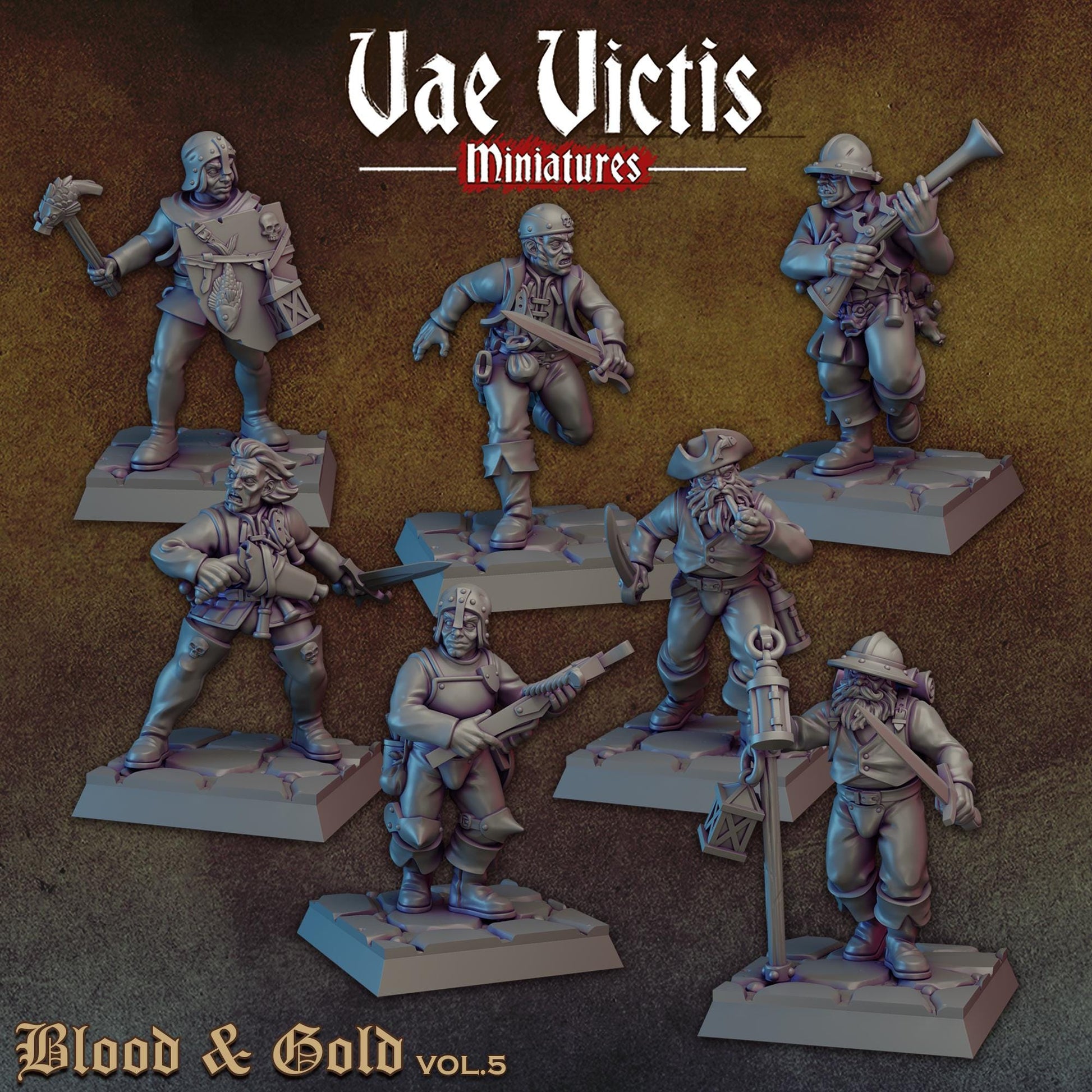 Human Mercenaries Set Vol 2 | Vae Victis Miniatures | 32mm Scale Resin Printed Tabletop RPG Figures for Tabletop Roleplaying or Wargaming