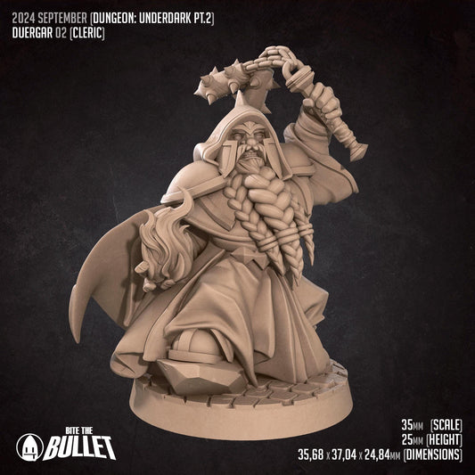 Duergar Cleric | Dungeon Underdark | Bite The Bullet | 35mm Scale | Resin Printed Tabletop RPG Miniature Figures | DND | 5E