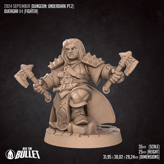 Duergar Warrior | Dungeon Underdark | Bite The Bullet | 35mm Scale | Resin Printed Tabletop RPG Miniature Figures | DND | 5E