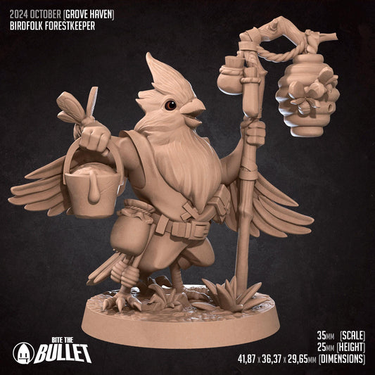 Birdfolk Forestkeeper | Grove Haven | Bite The Bullet | 35mm Scale | Resin Printed Tabletop RPG Miniature Figures | DND | 5E