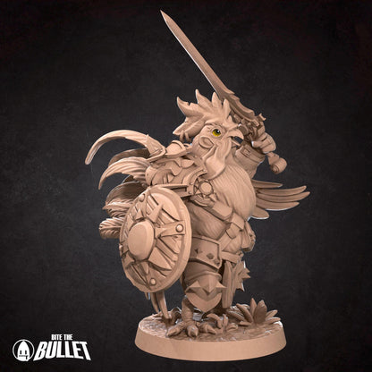 Roosterfolk Warrior | Grove Haven | Bite The Bullet | 35mm Scale | Resin Printed Tabletop RPG Miniature Figures | DND | 5E