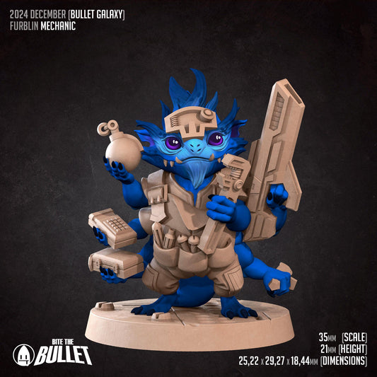 Furblin Mechanic | Bullet Galaxy | Bite The Bullet | 35mm Scale | Resin Printed Tabletop RPG Miniature Figures | DND | 5E