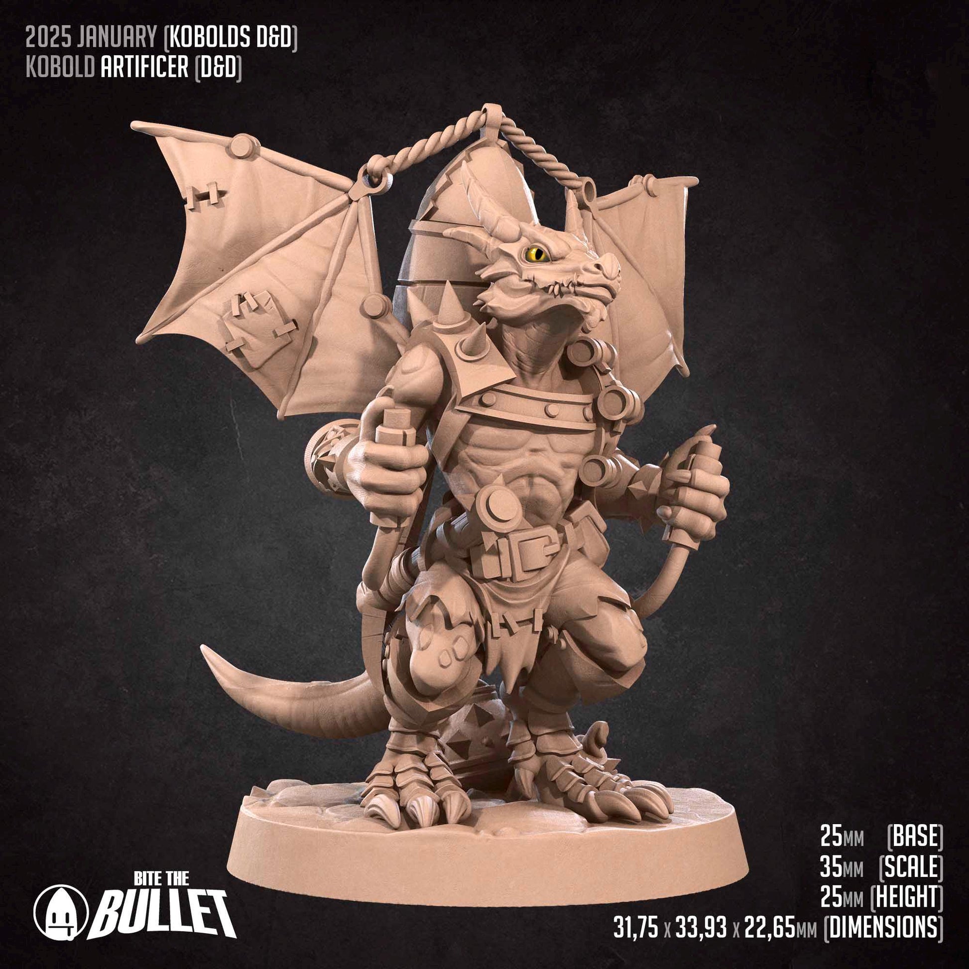 Kobold Artiticer | Kobolds D&D | Bite The Bullet | 35mm Scale | Resin Printed Tabletop RPG Miniature Figures | DND | 5E