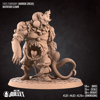 Mutation Clown | Horror Circus | Bite The Bullet | 35mm Scale | Resin Printed Tabletop RPG Miniature Figures | DND | 5E