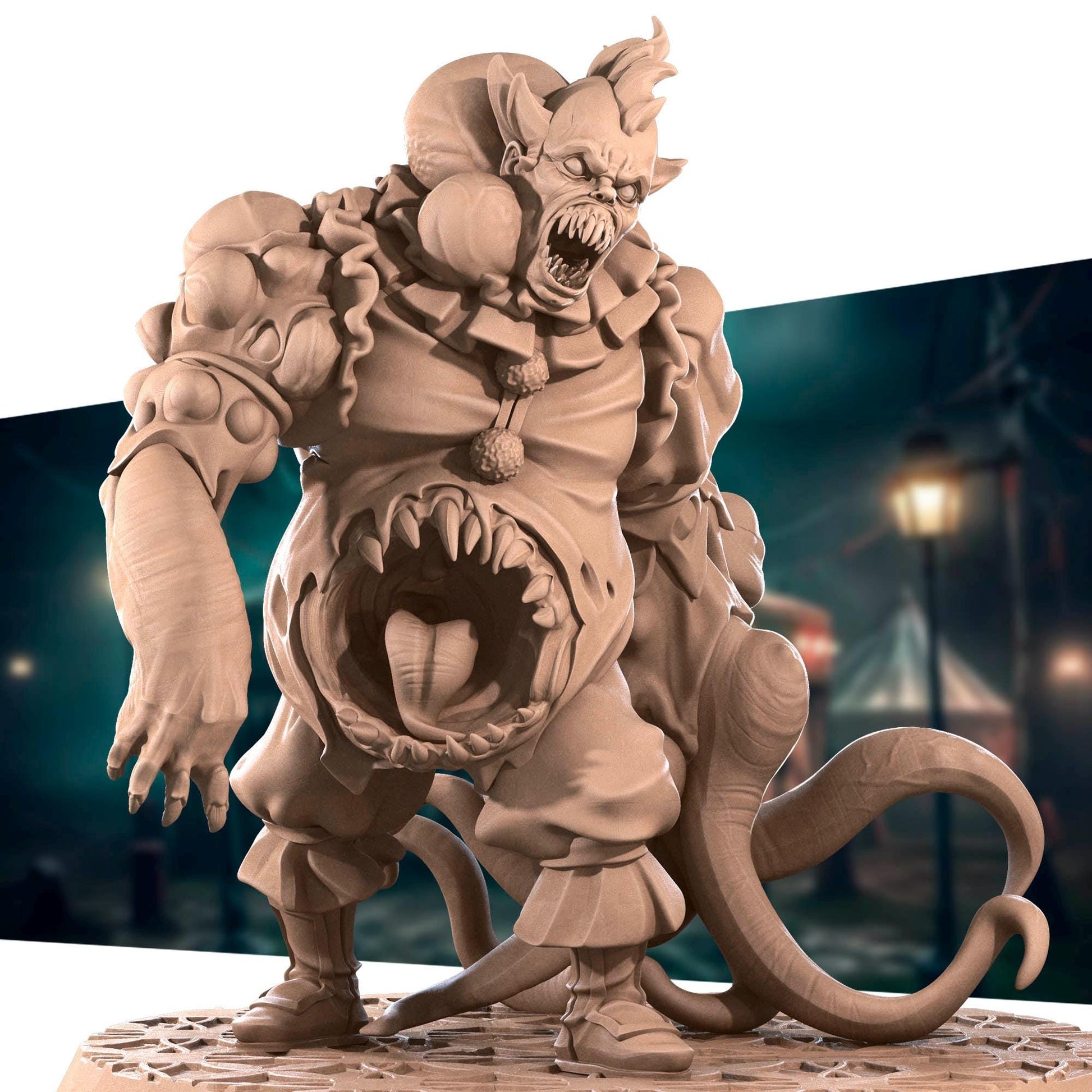 Mutation Clown | Horror Circus | Bite The Bullet | 35mm Scale | Resin Printed Tabletop RPG Miniature Figures | DND | 5E