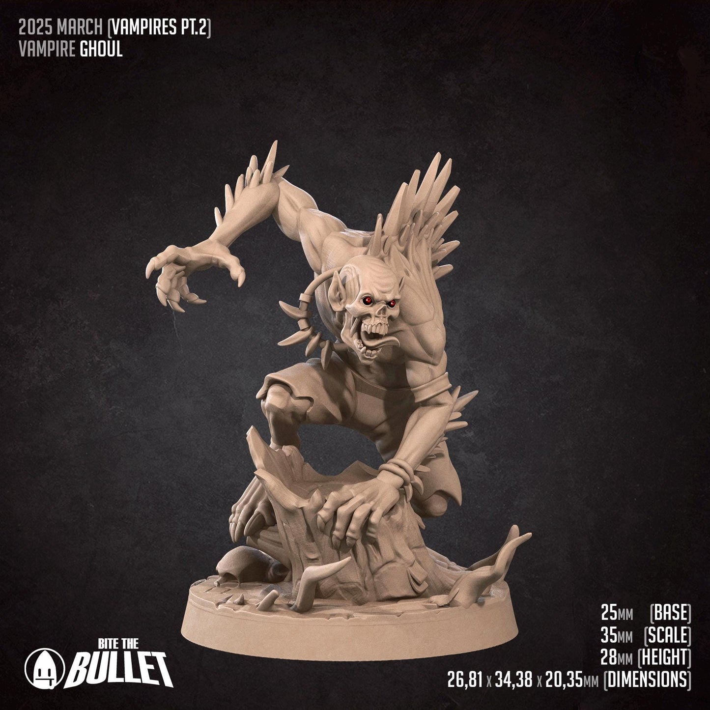 Ghoul | Vampires Pt. 2 | Bite The Bullet | 35mm Scale | Resin Printed Tabletop RPG Miniature Figures | DND | 5E